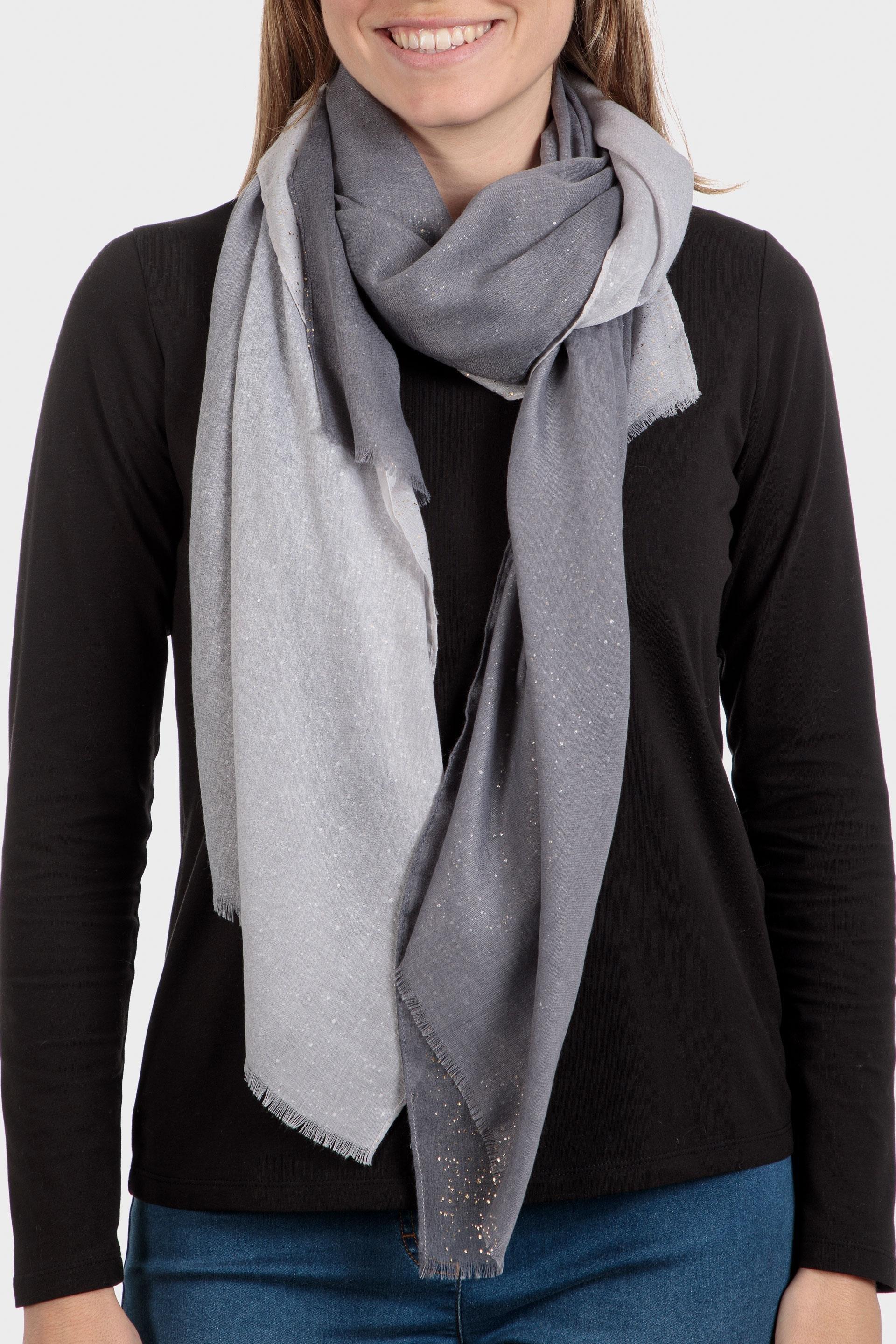Multicolour Knitted Triangle Cotton Scarf, Grey Dark, large image number 0