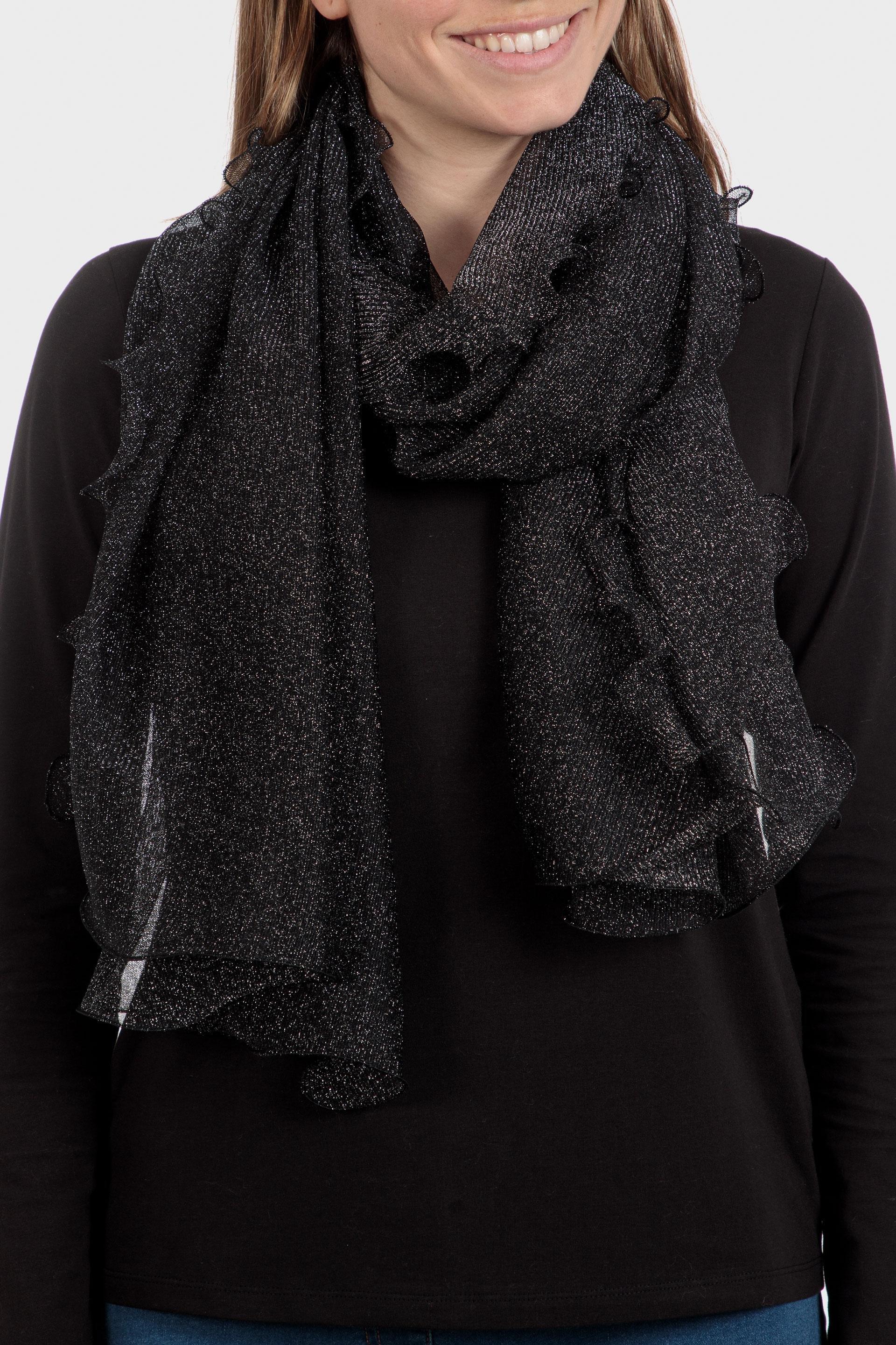 Black Plain Scarf, Black, large image number 0