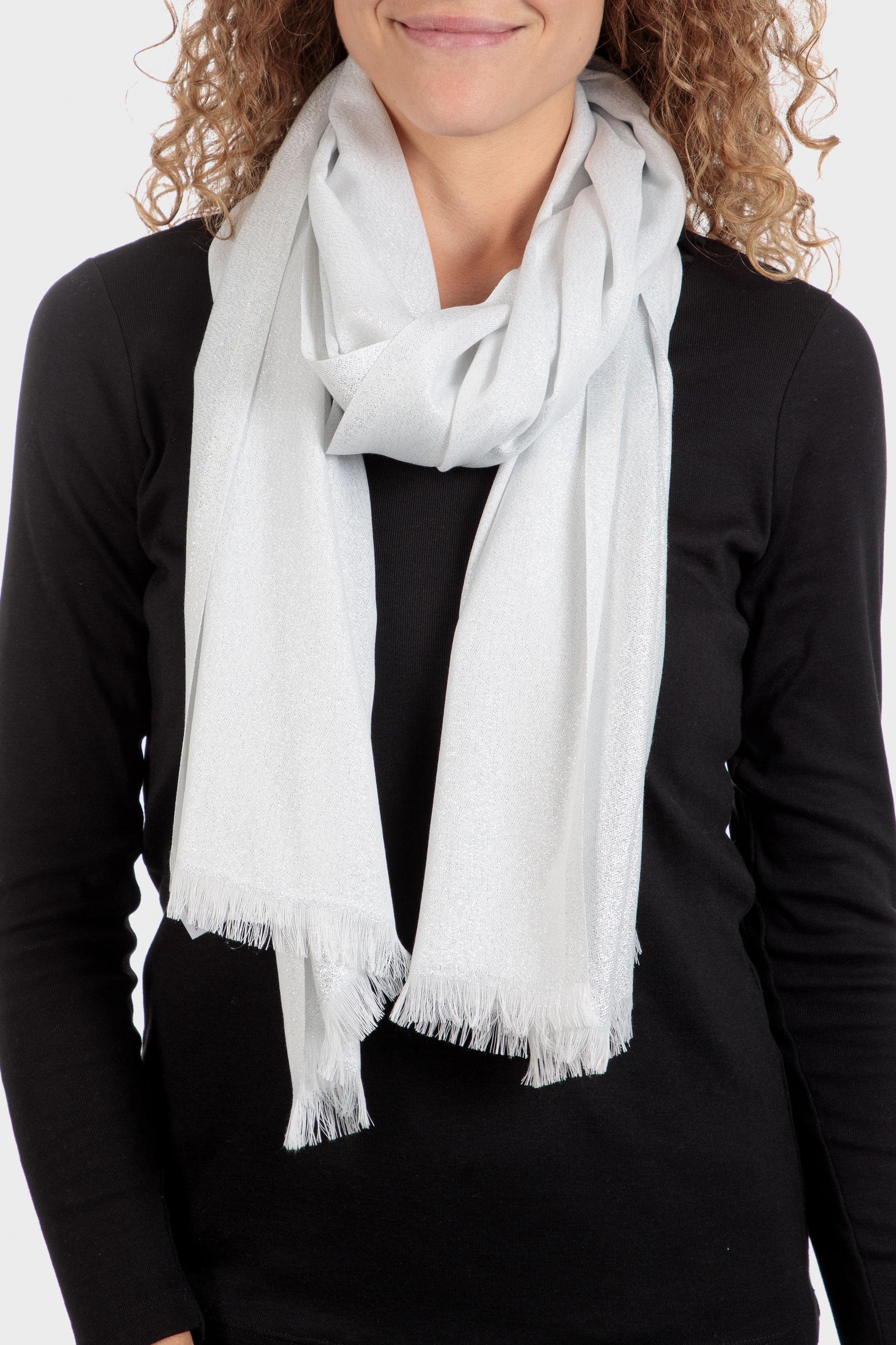 White Pashmina Solid, Metal Silver, large image number 0