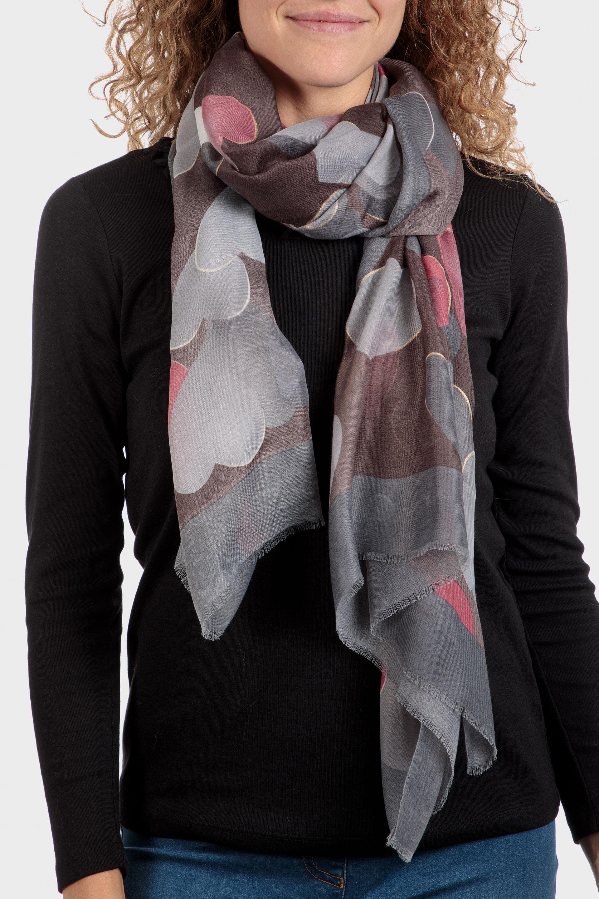 Multicolour Printed Scarf, Grey, large image number 0