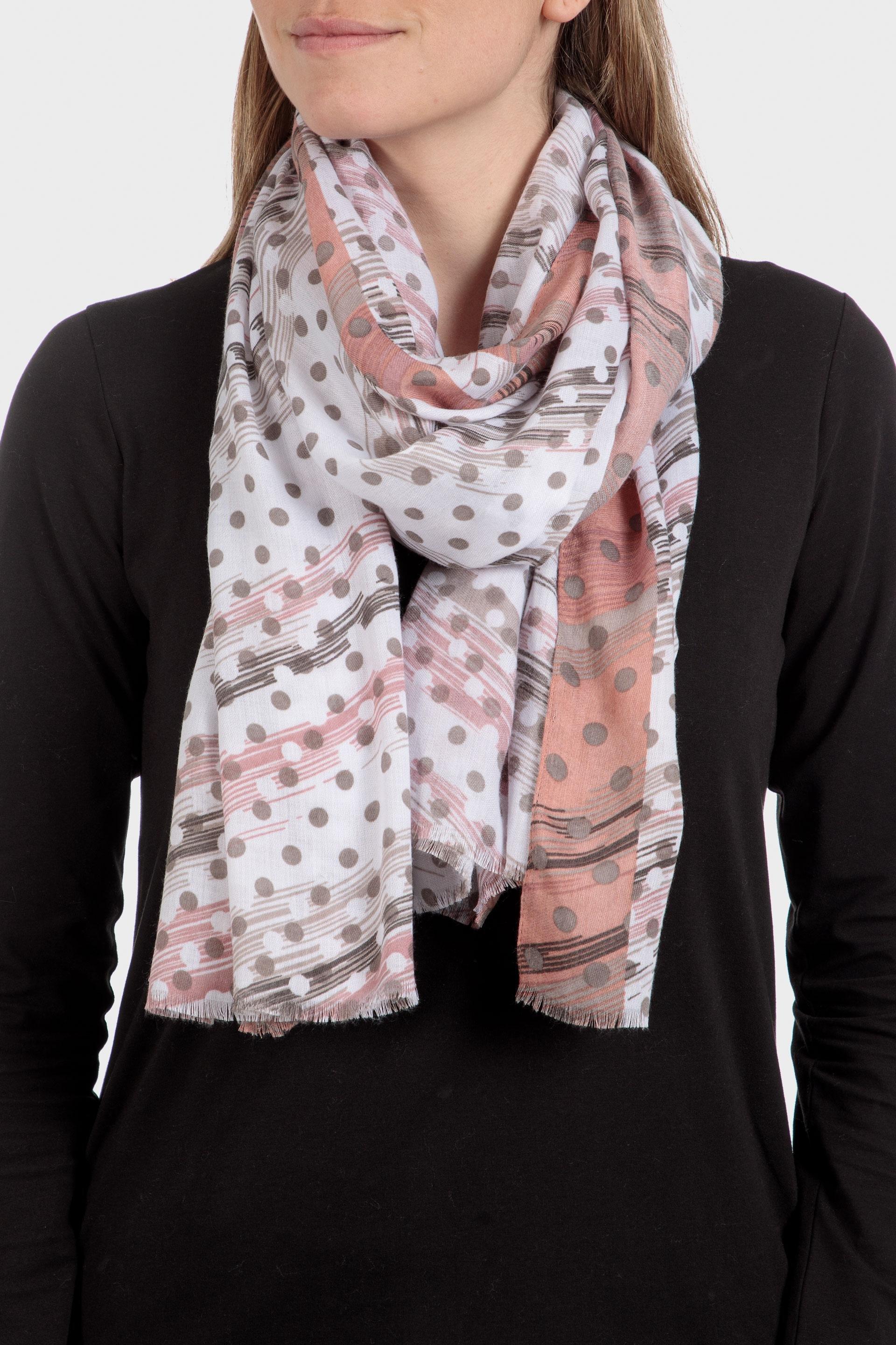 Printed Scarf & Gloves Set, White Off White, large image number 0