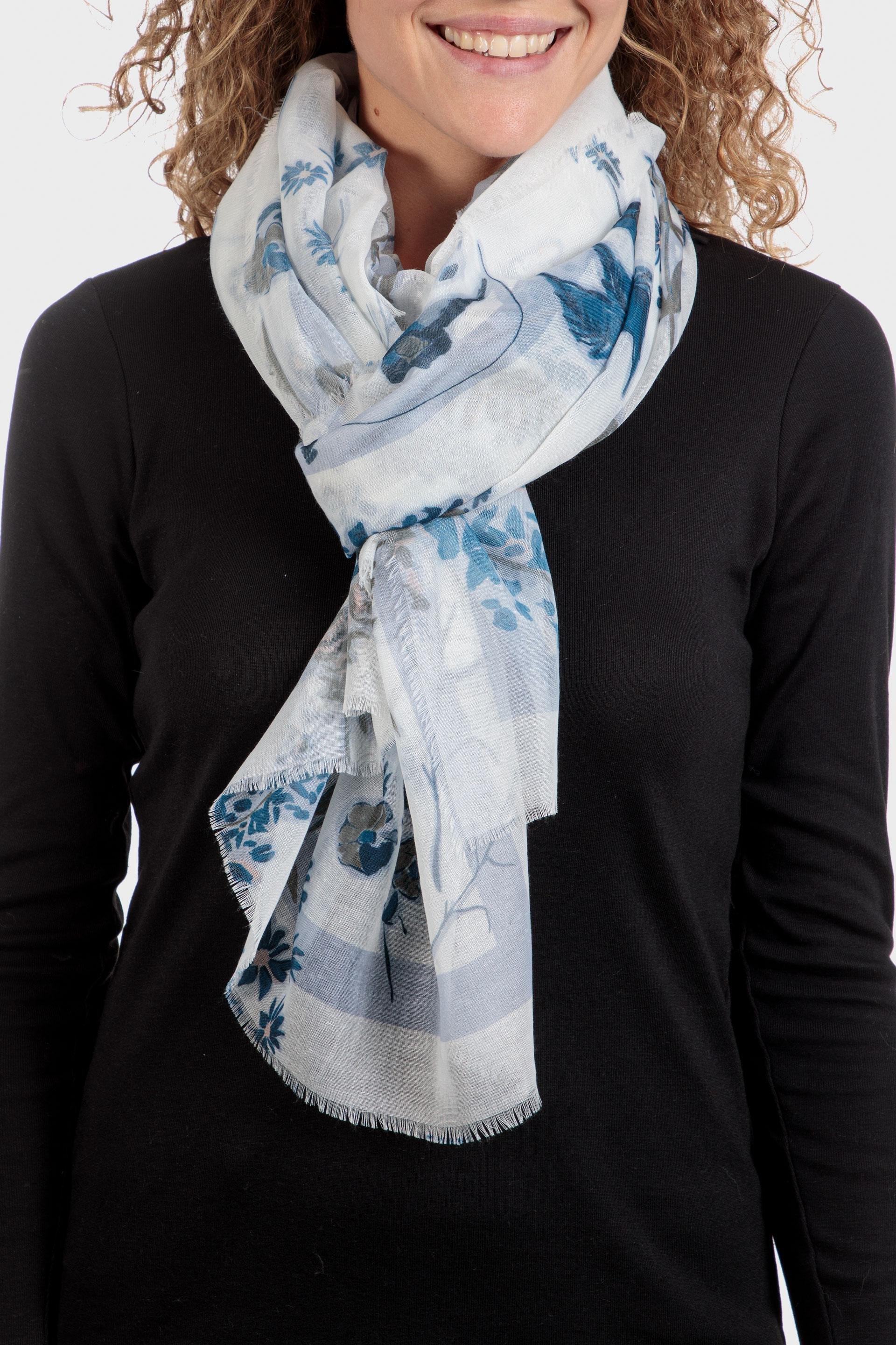 Multicolour Knitted Triangle Cotton Scarf, White Off White, large image number 0