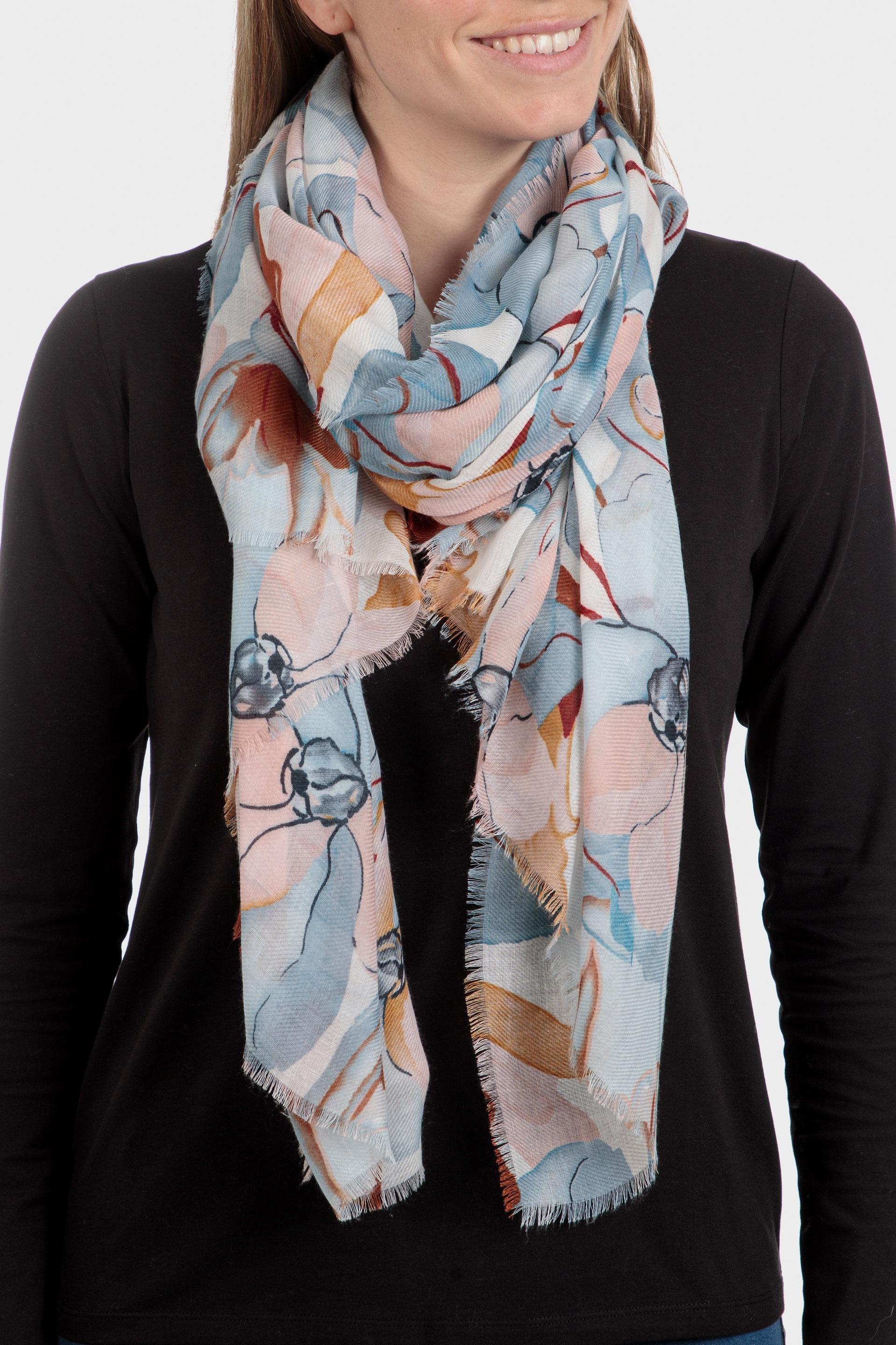 Multicolour Knitted Triangle Cotton Scarf, Blue, large image number 0