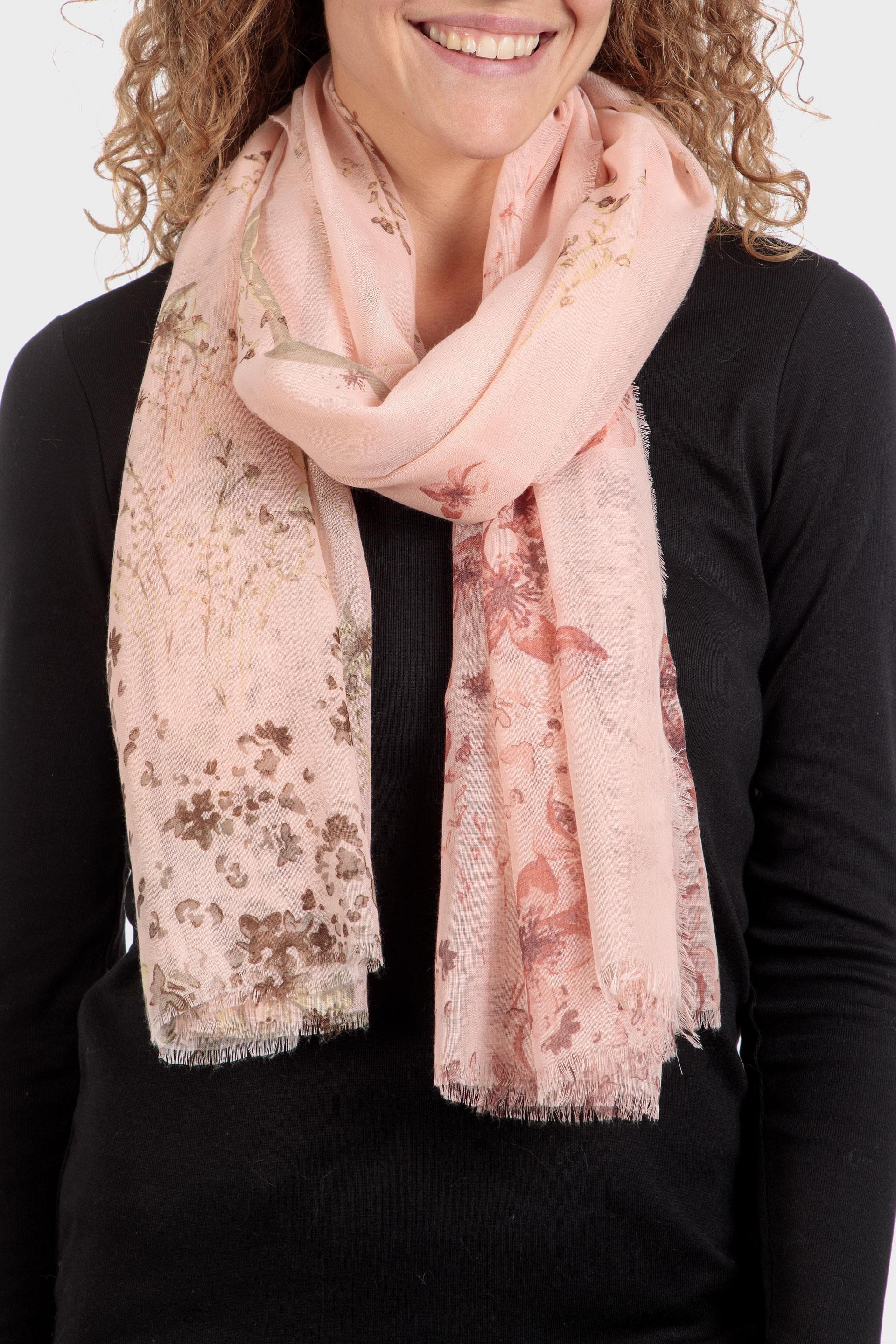 Multicolour Knitted Triangle Cotton Scarf, Pink Petal, large image number 0