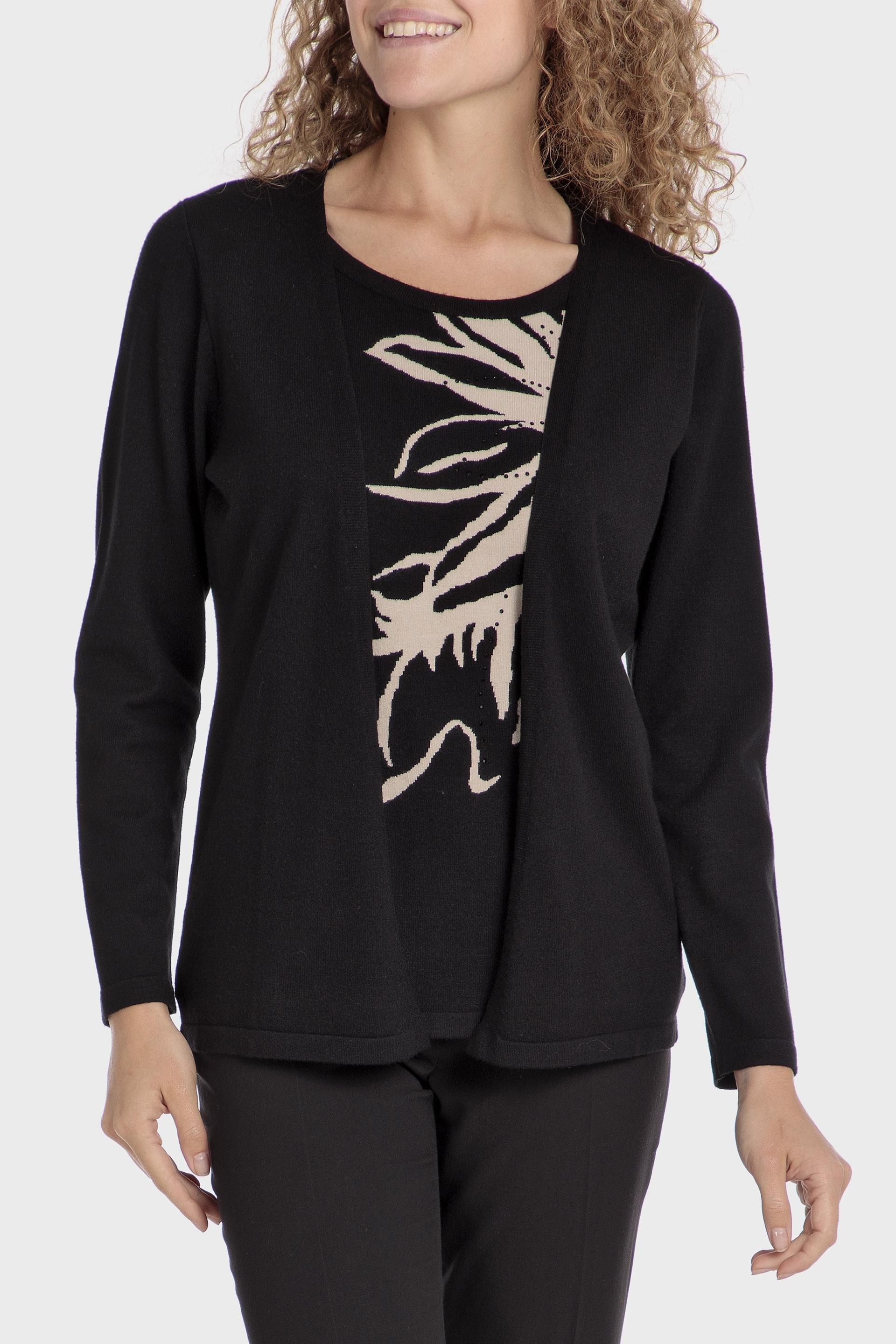 Black Faux Knitted Twinset, , large image number 1