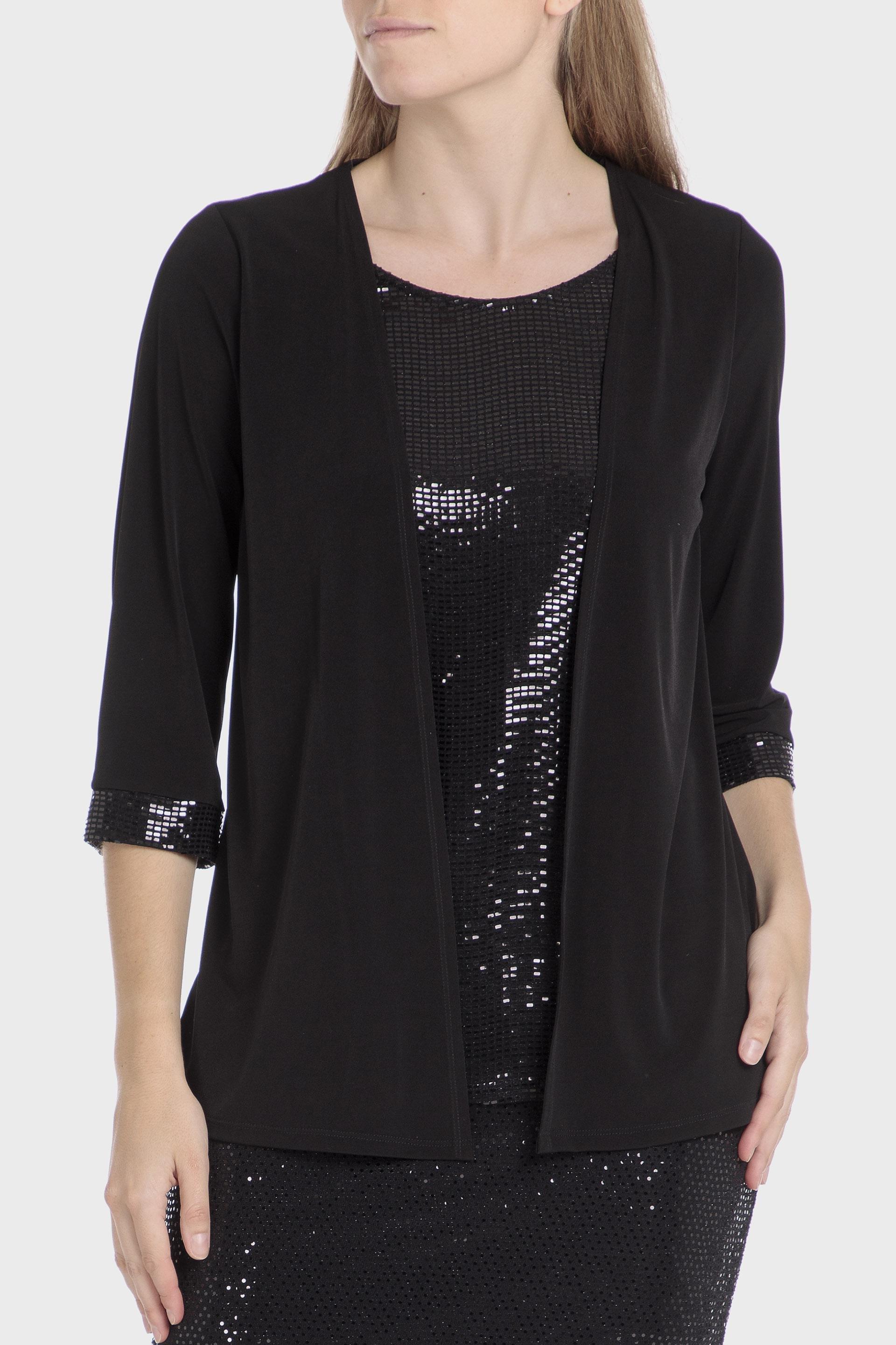 Black Detailed Open Jacket, , large image number 2