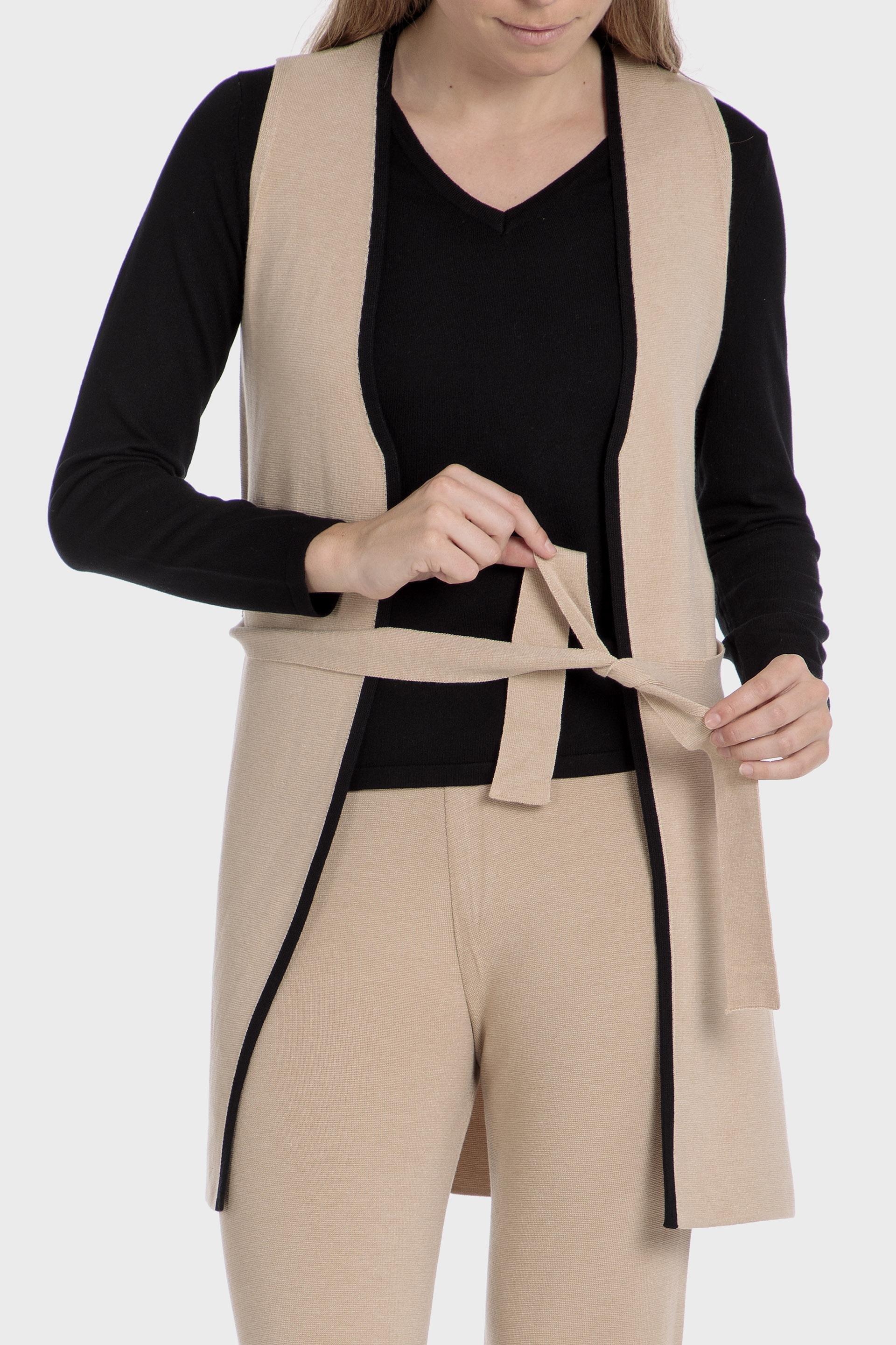 Beige Long Waistcoat, , large image number 0