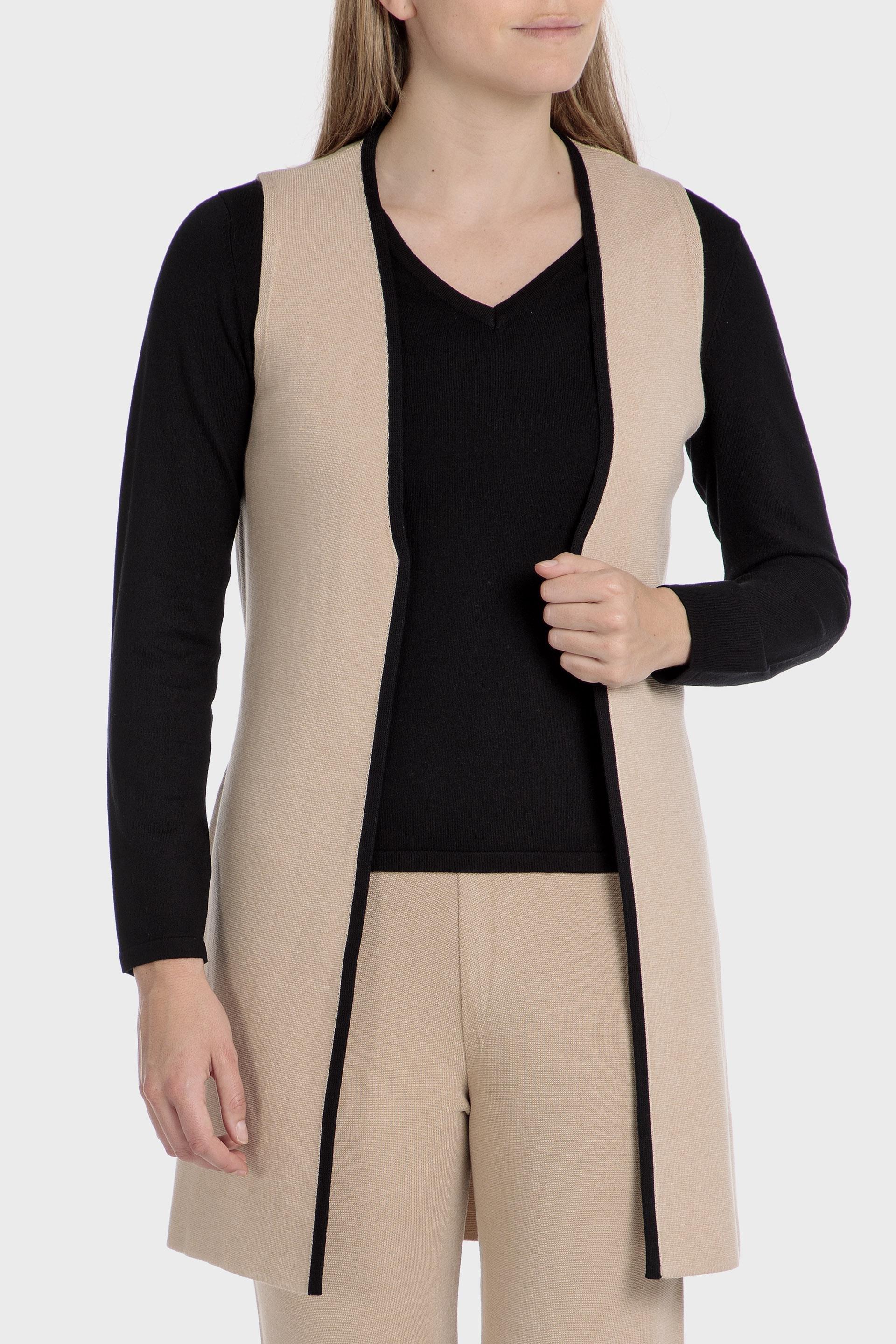 Beige Long Waistcoat, , large image number 2
