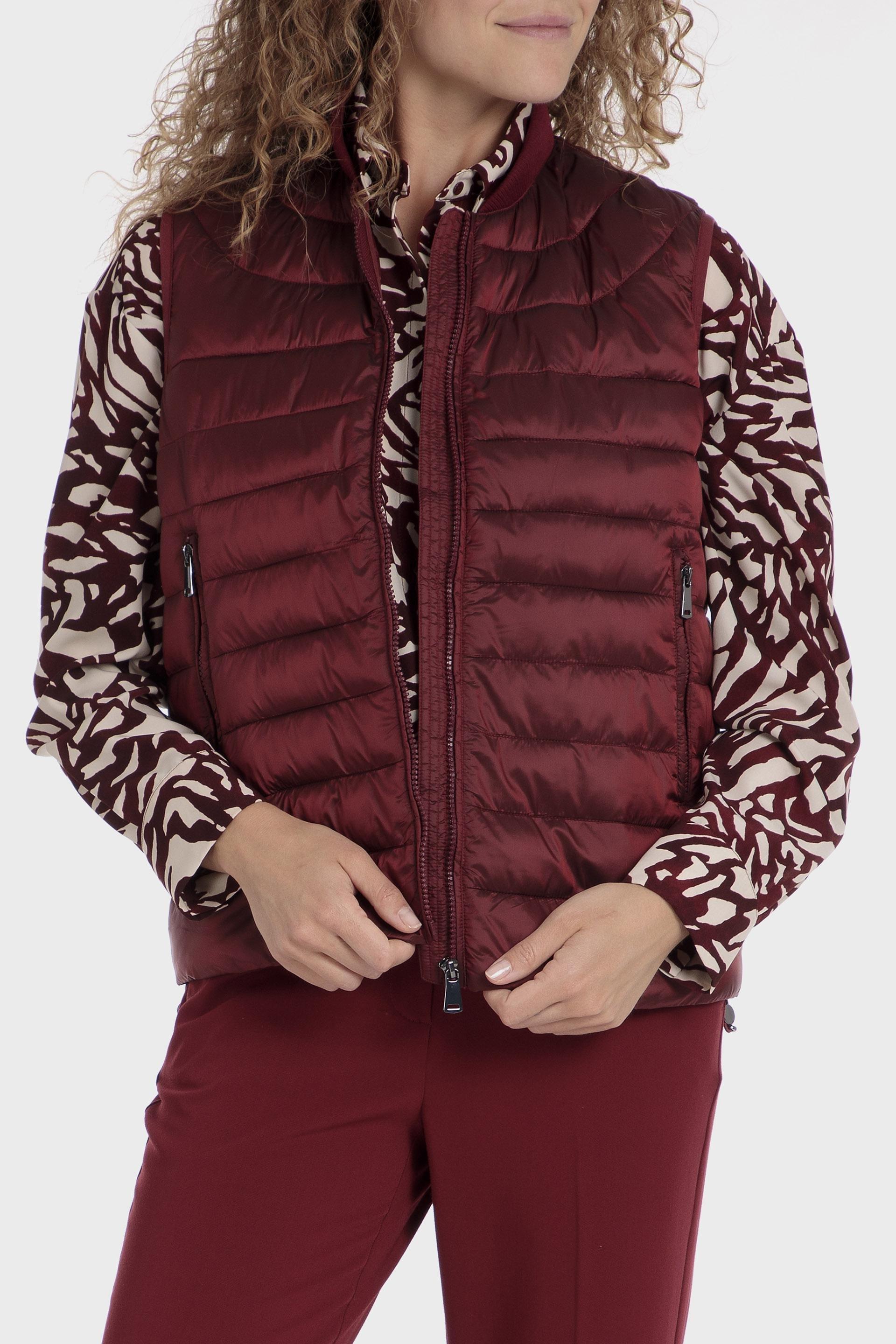 Red Printed Puffer Vest, , large image number 0