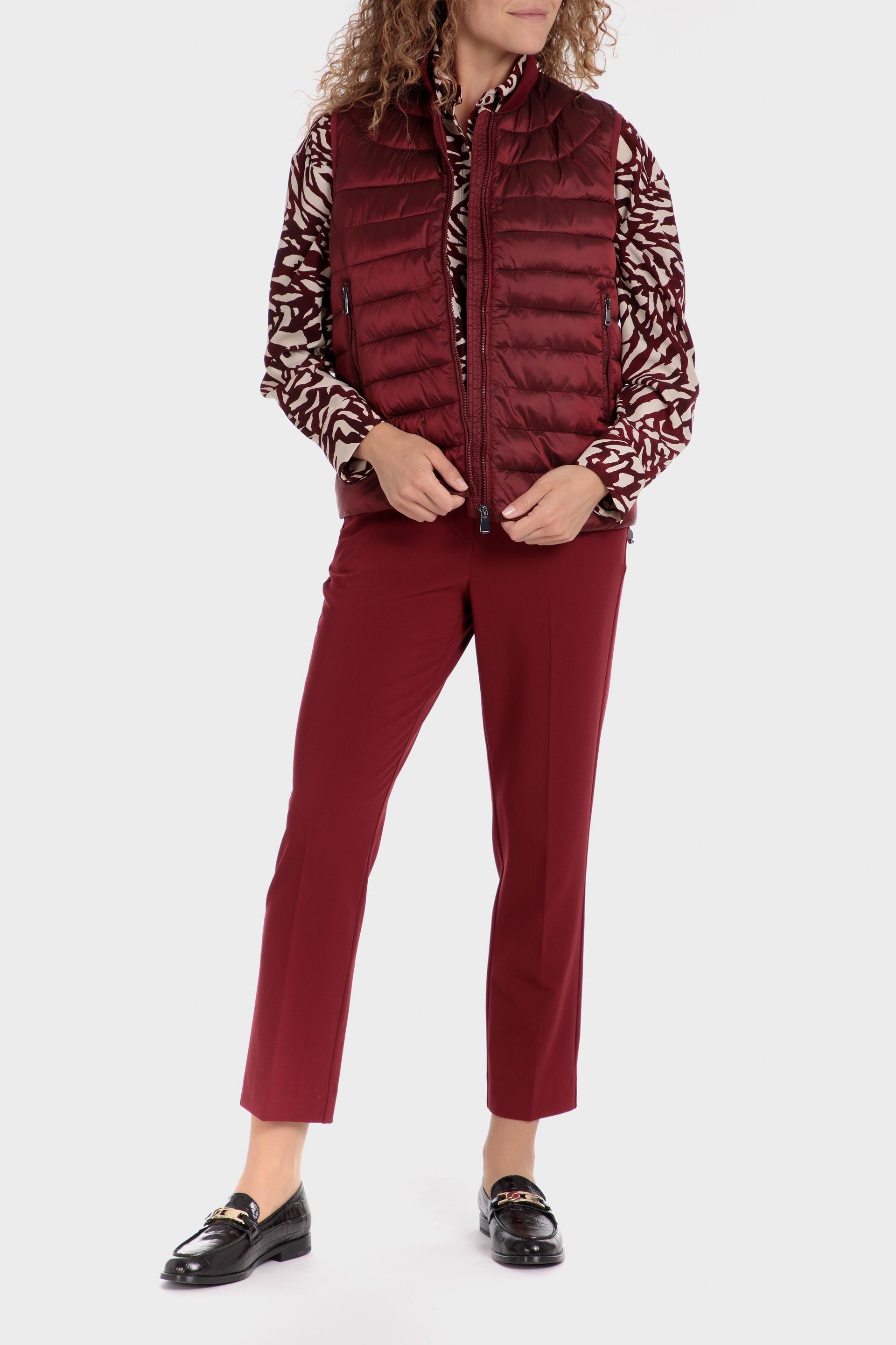 Red Printed Puffer Vest, , large image number 1