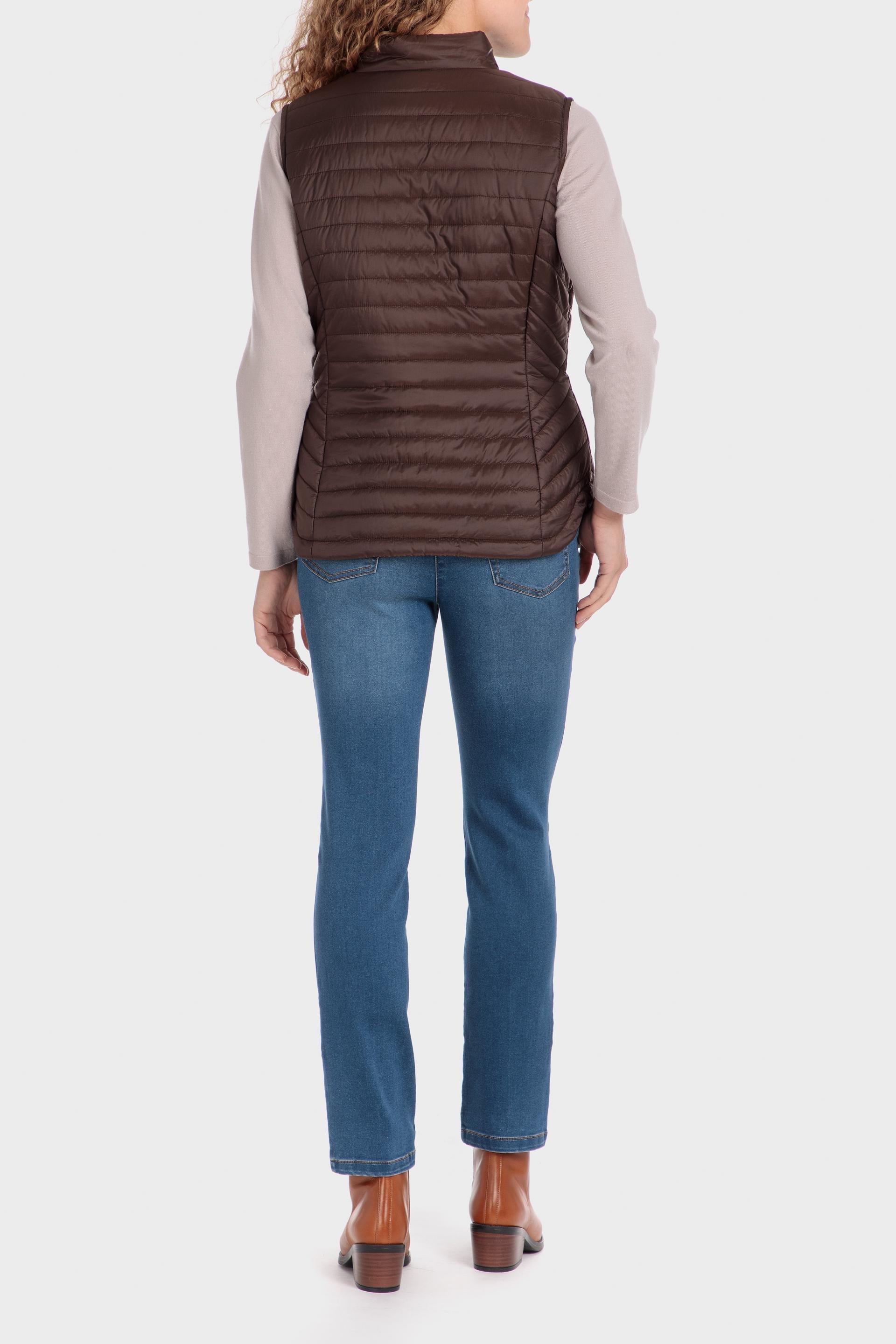 Brown Quilted Short Waistcoat, Brown, large image number 2