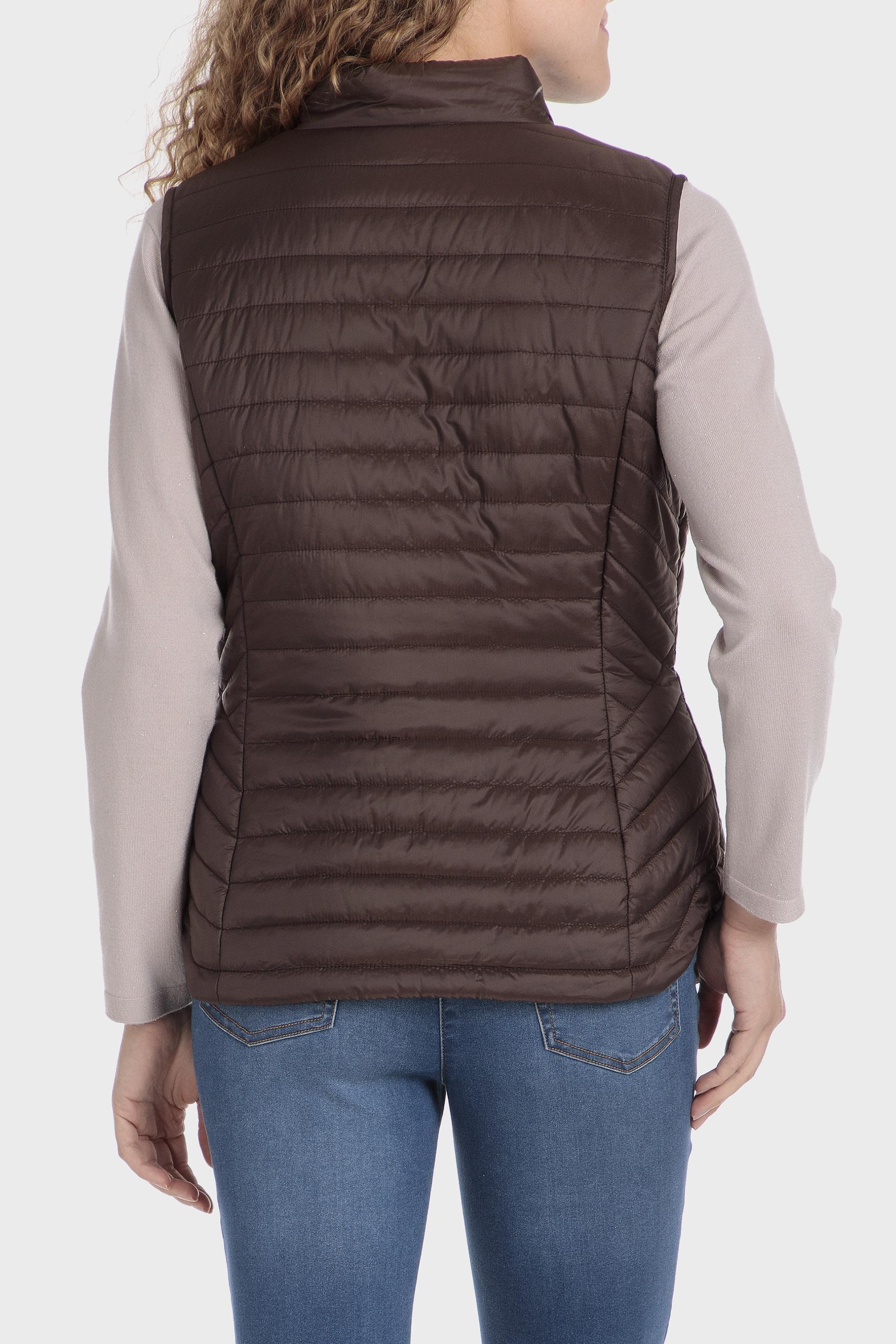 Brown Quilted Short Waistcoat, Brown, large image number 3