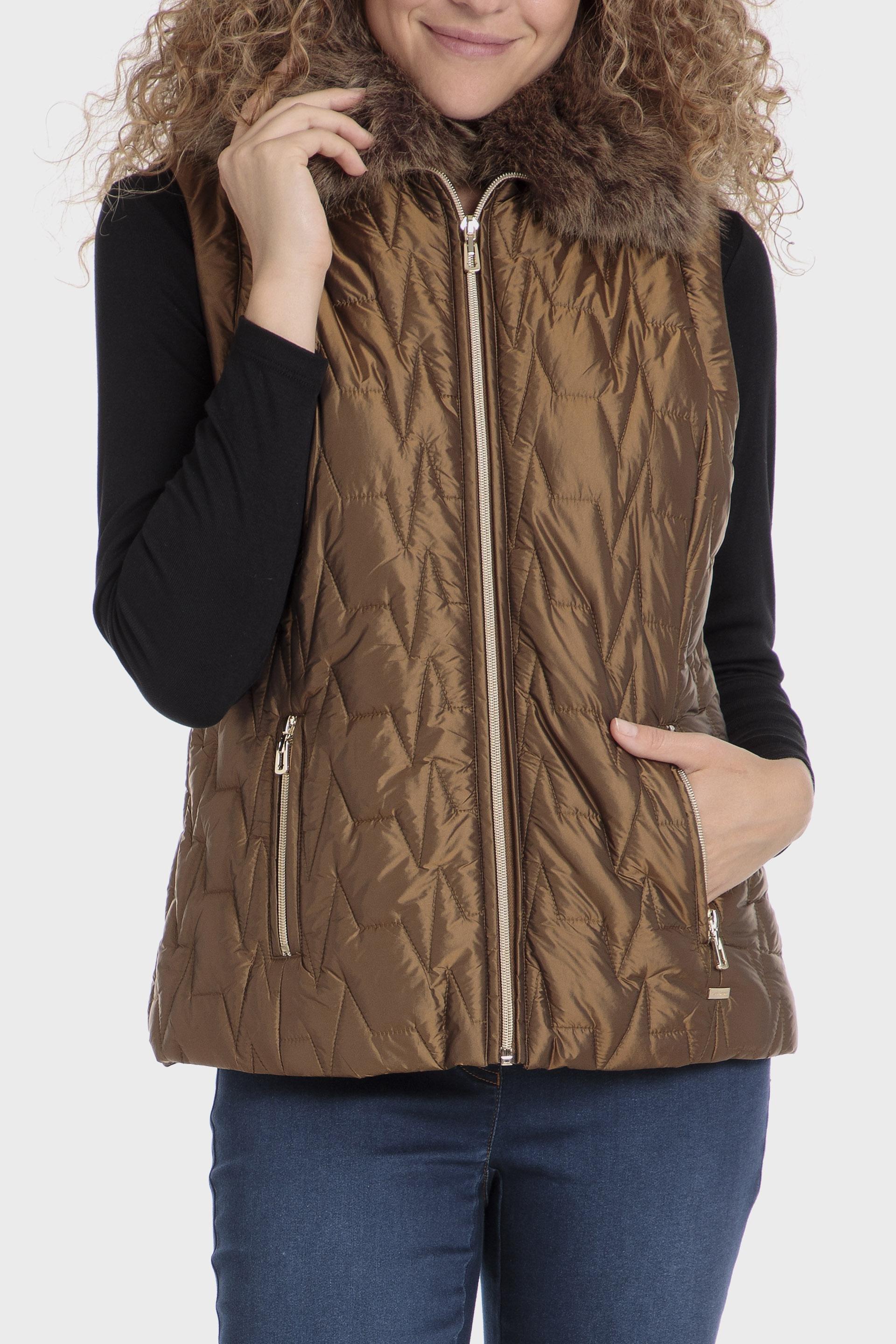 Brown Quilted Short Waistcoat, , large image number 0