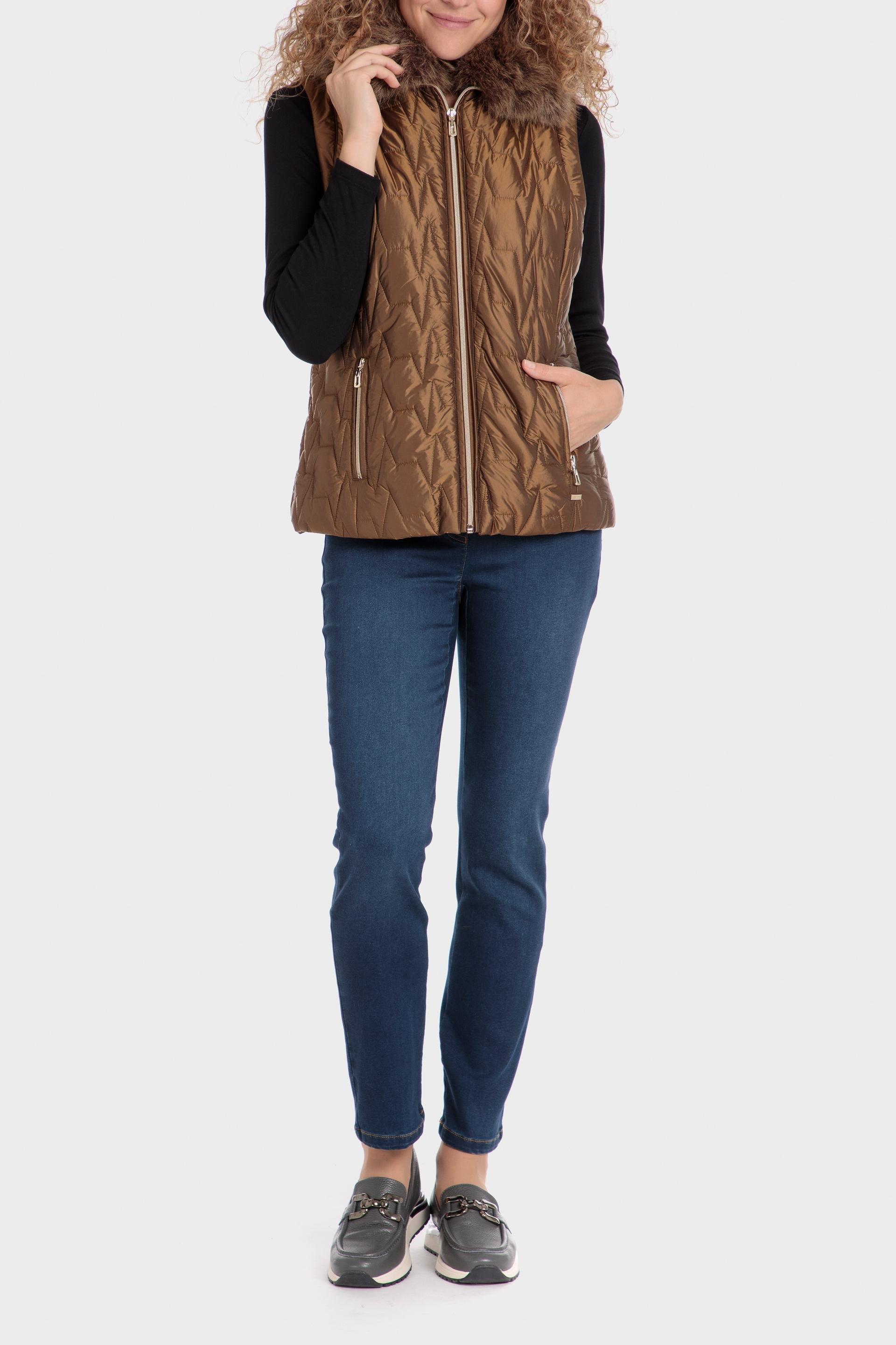 Brown Quilted Short Waistcoat, , large image number 1