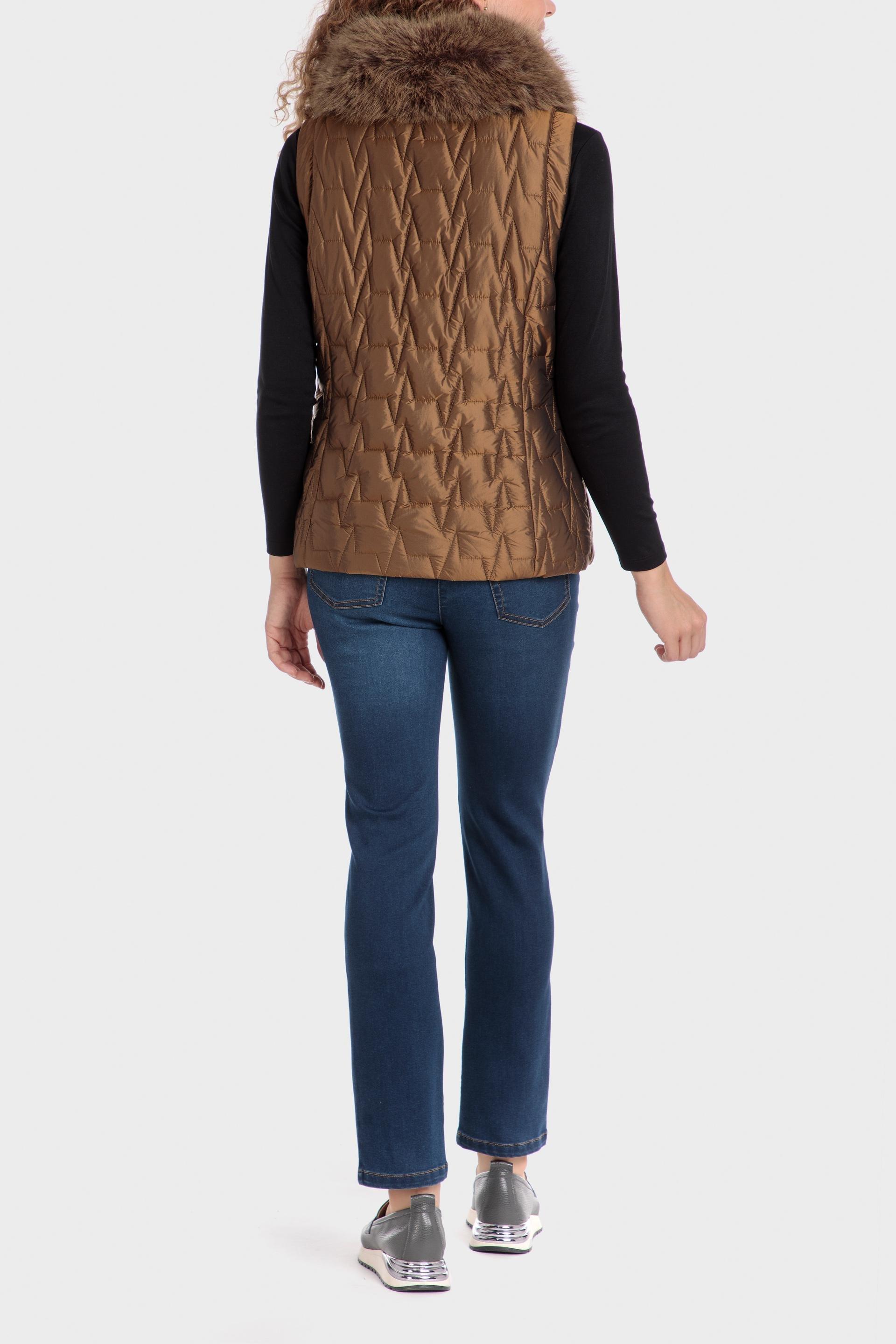 Brown Quilted Short Waistcoat, , large image number 2