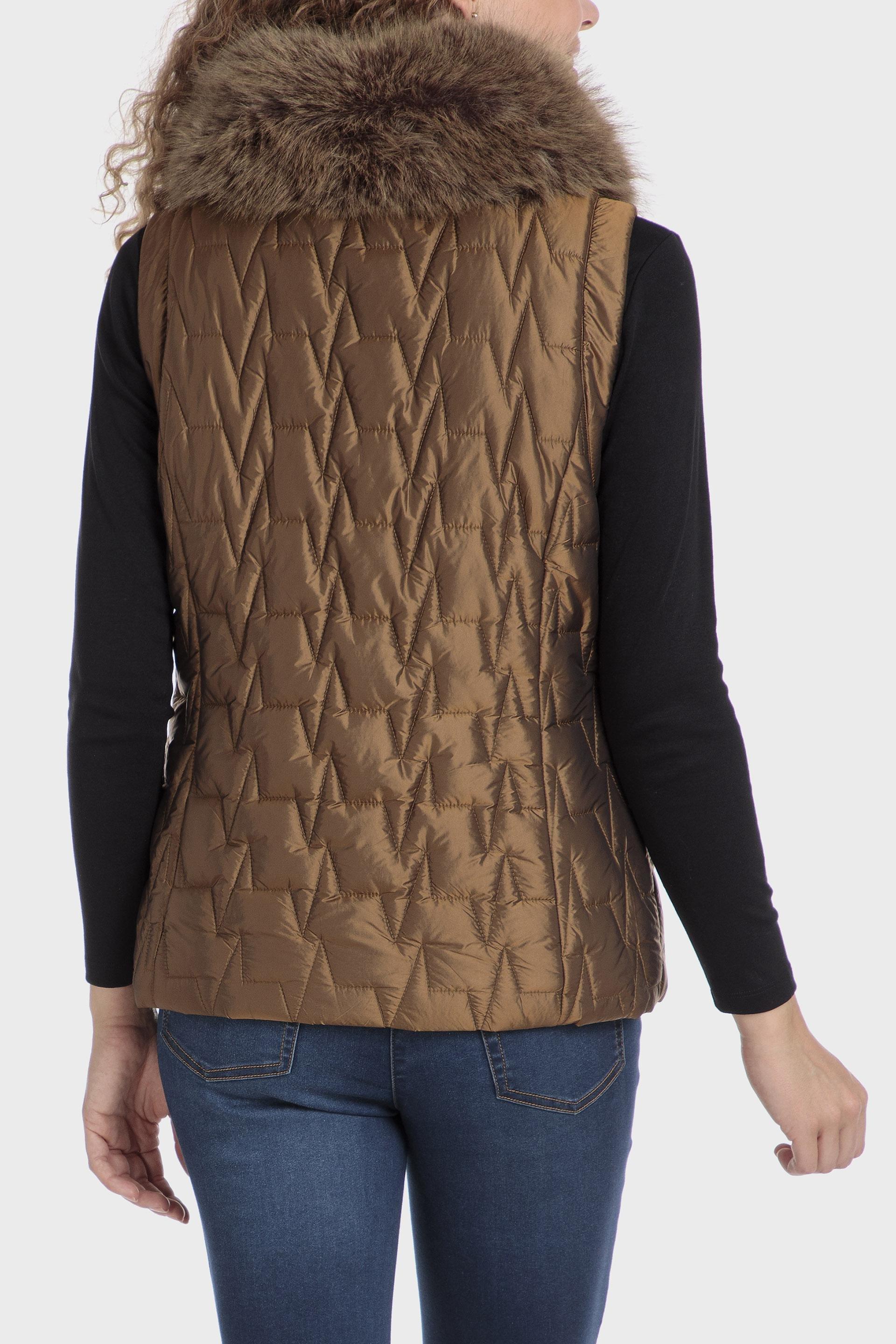 Brown Quilted Short Waistcoat, , large image number 3