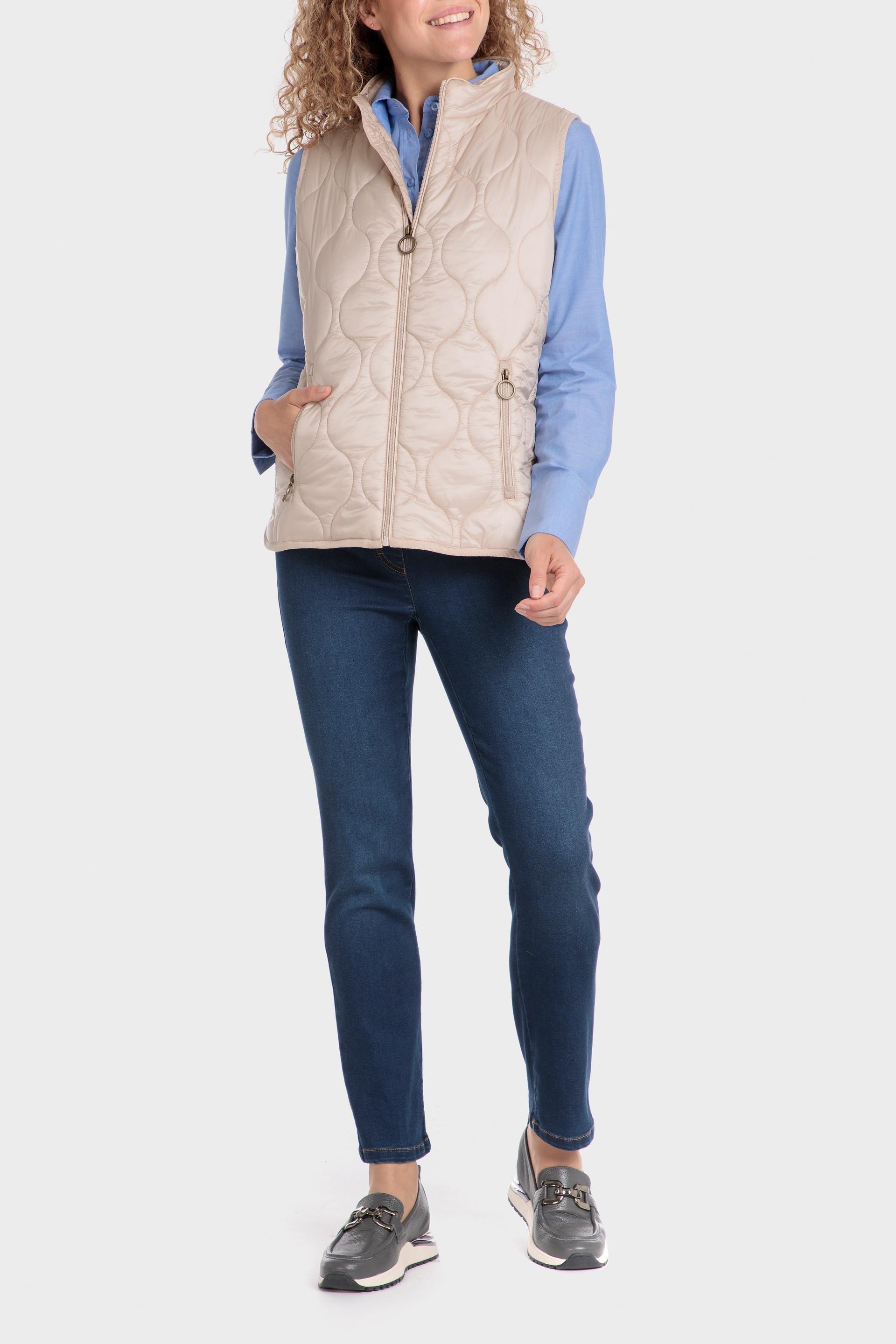 Beige Padded Waistcoat, , large image number 1