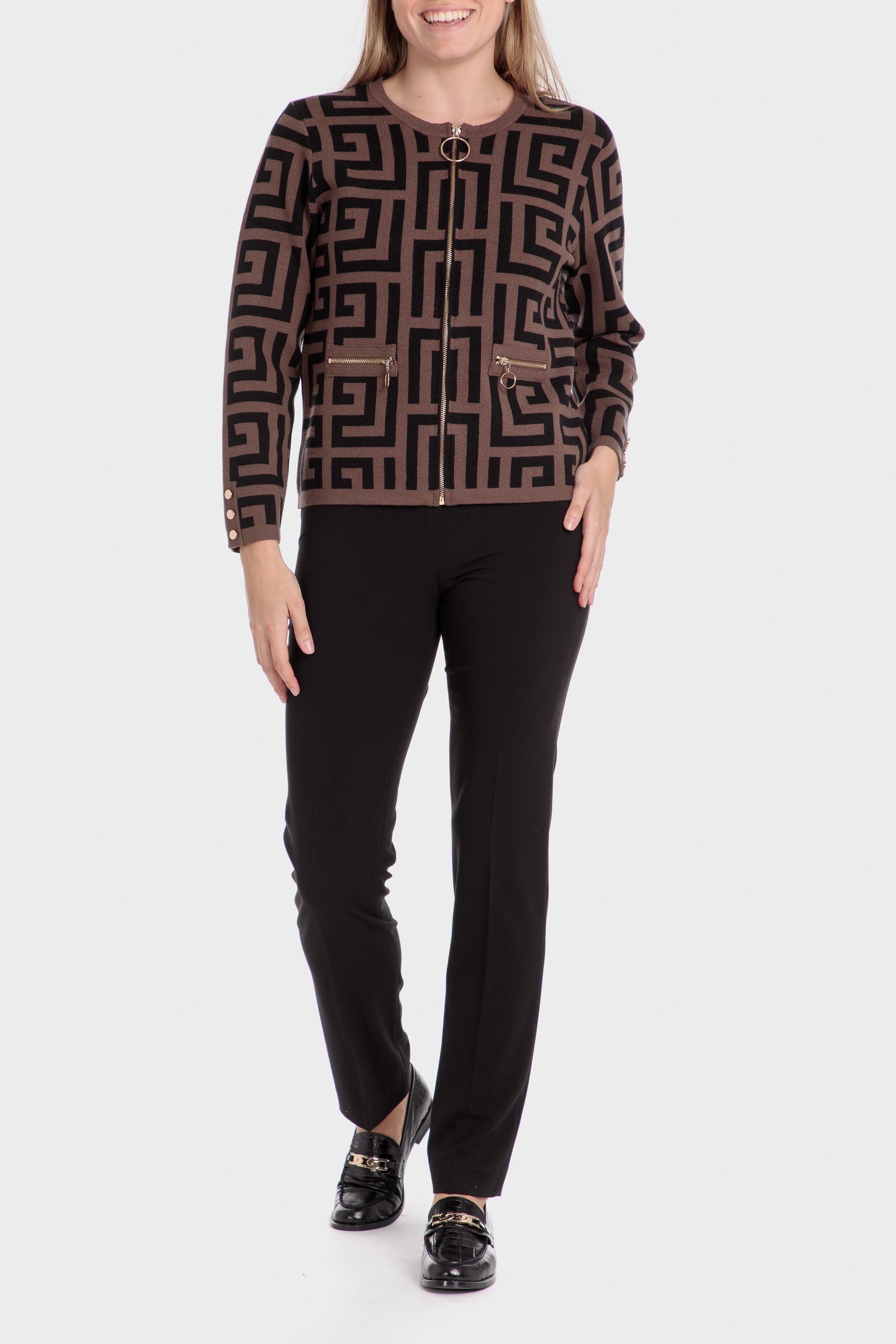 Brown Jacquared Pattern Jacket, , large image number 2
