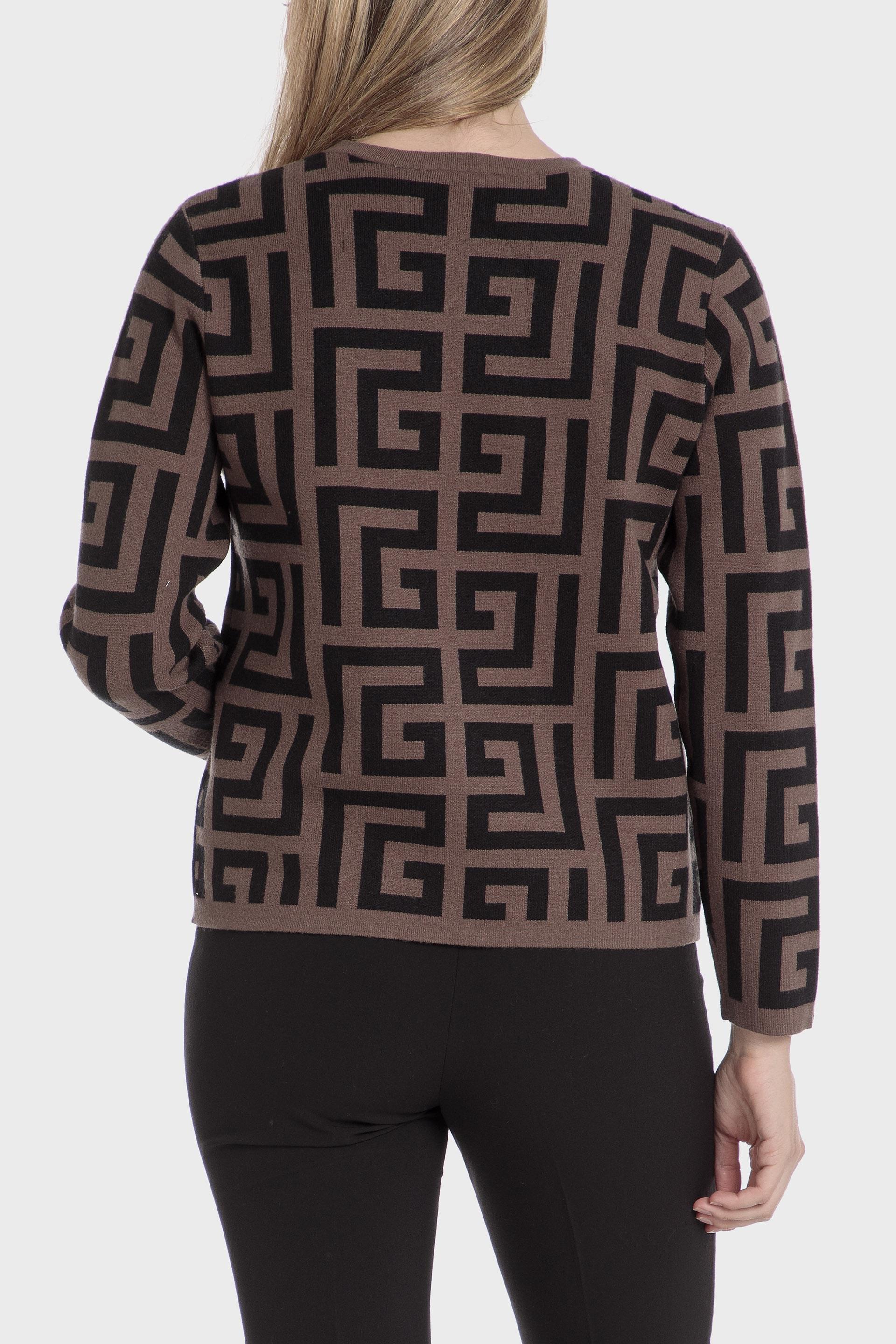 Brown Jacquared Pattern Jacket, , large image number 3