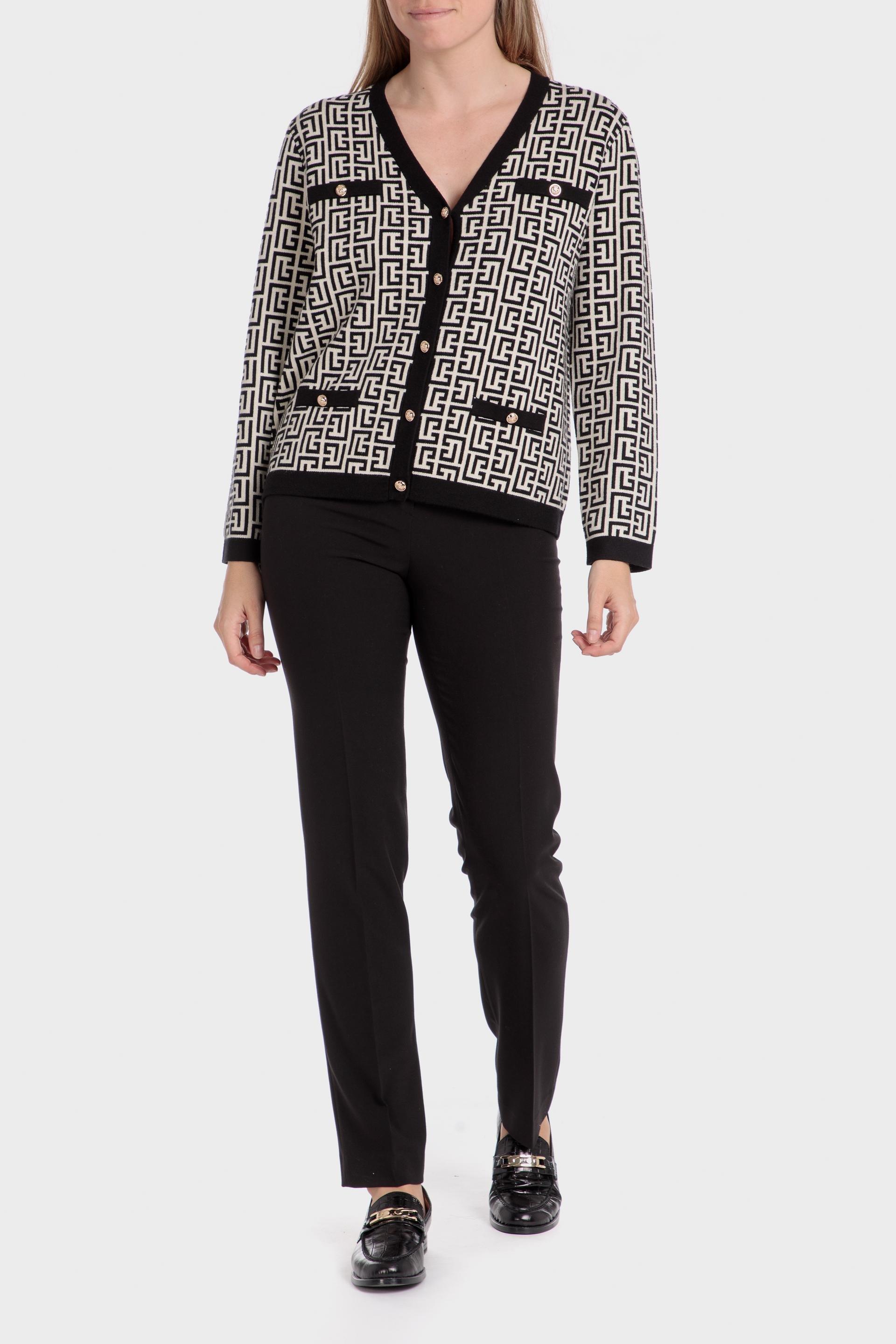 Black Geometric Jacquard Jacket, , large image number 1