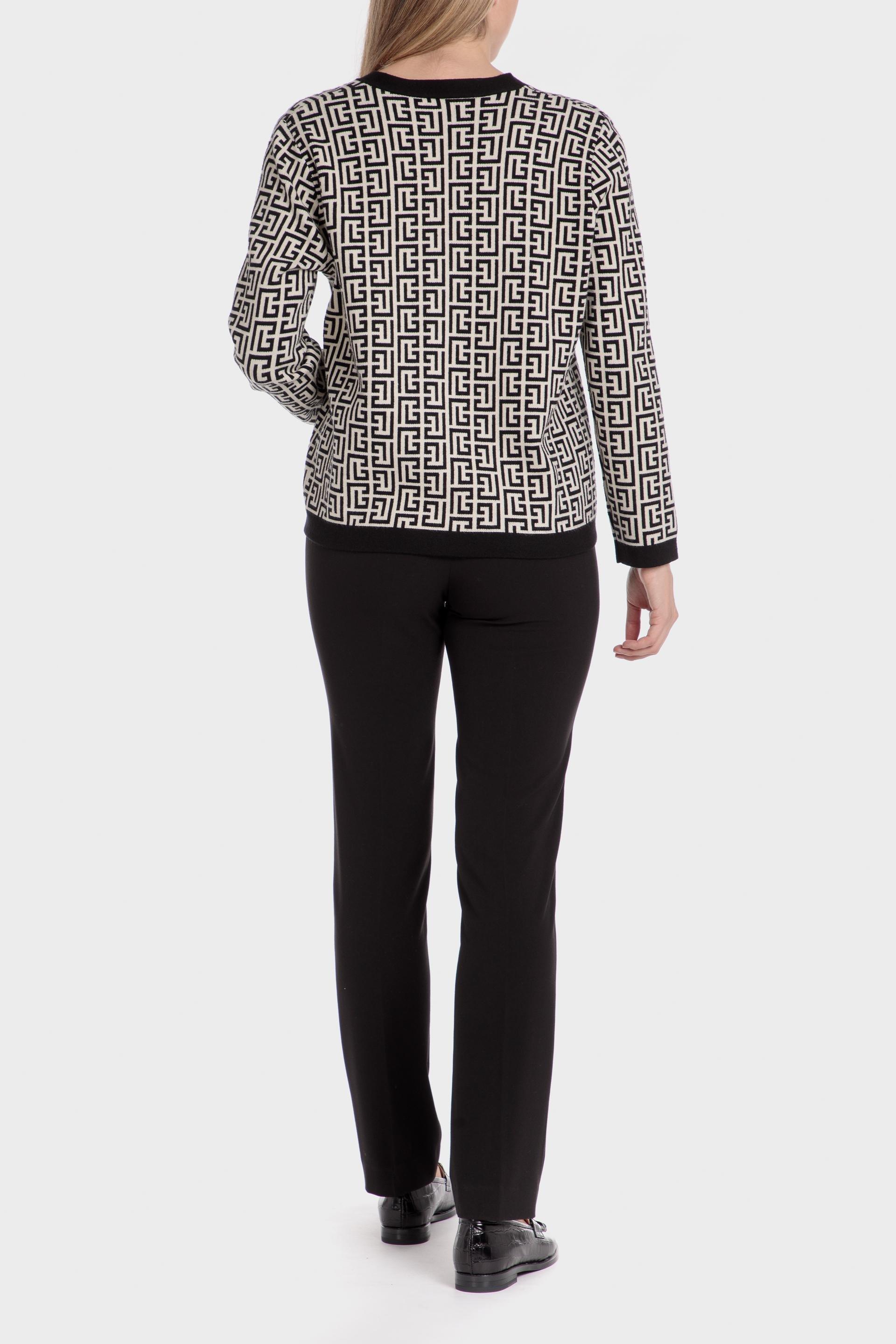Black Geometric Jacquard Jacket, , large image number 2