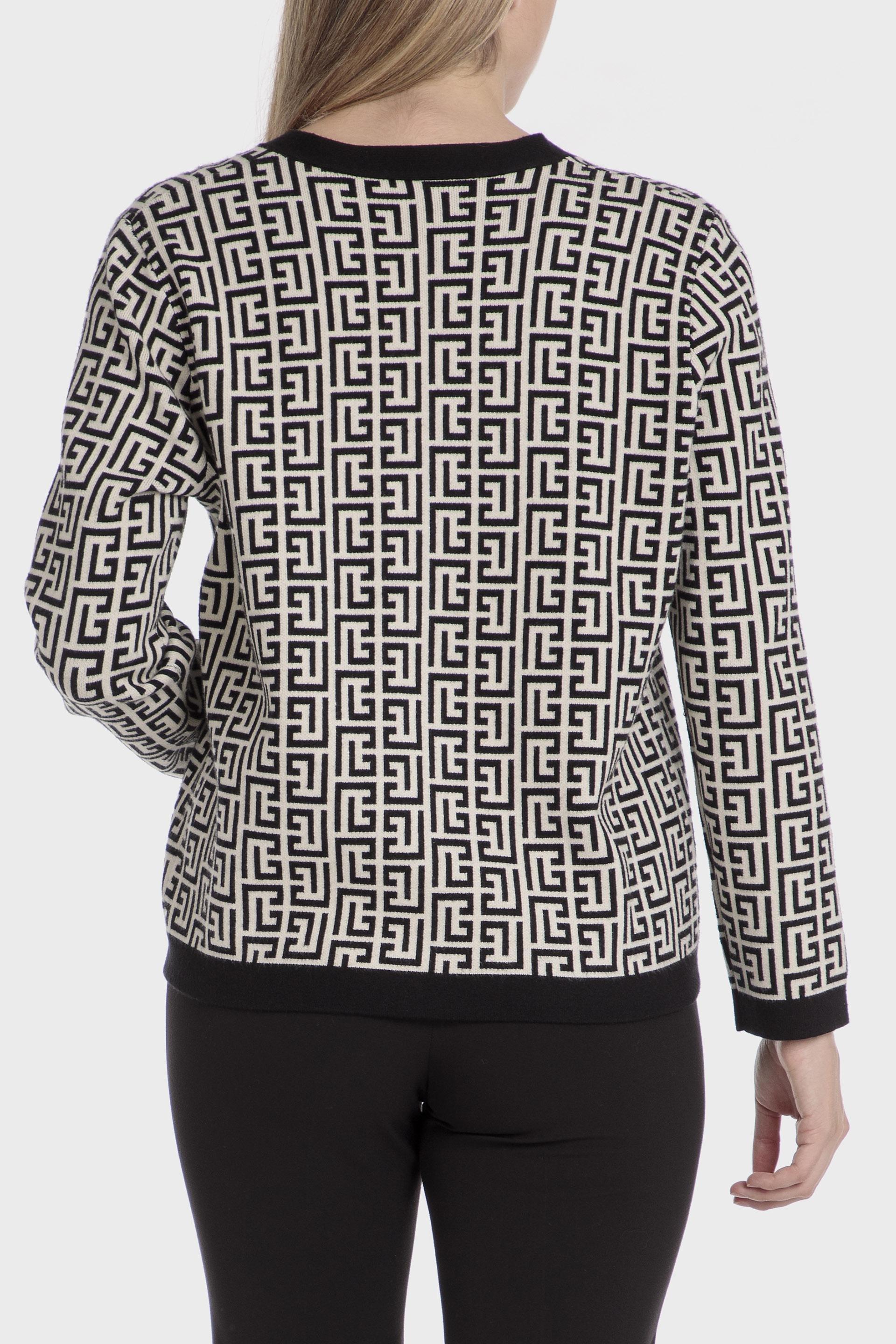 Black Geometric Jacquard Jacket, , large image number 3