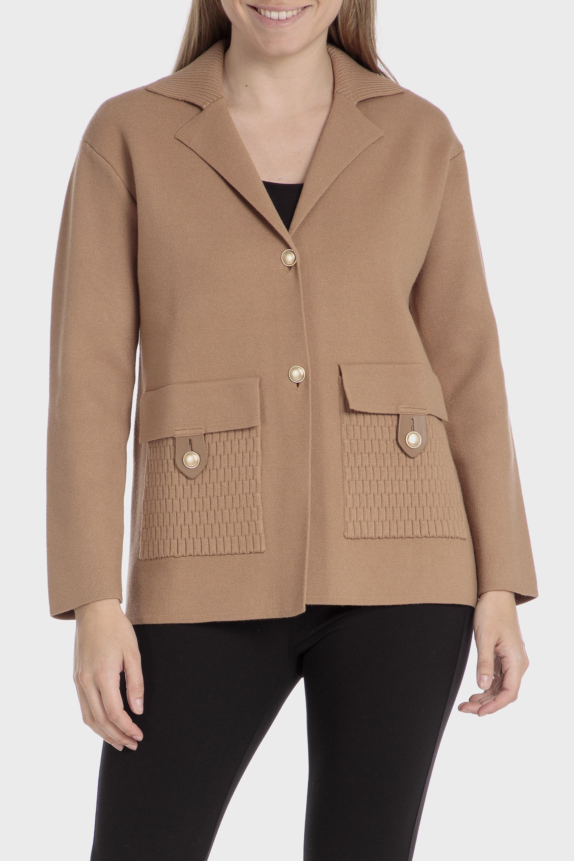 Beige Textured Short Jacket, , large image number 0