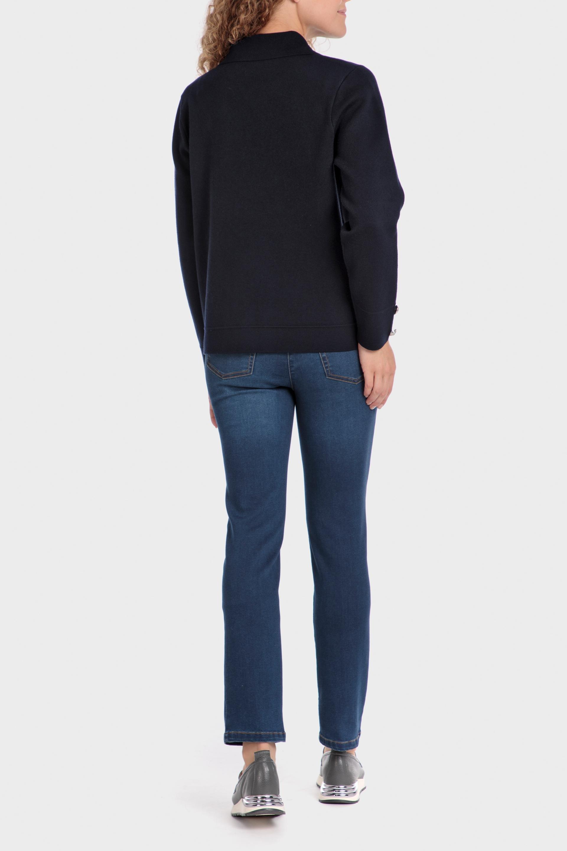 Navy Blue Plain Short Jacket, , large image number 2