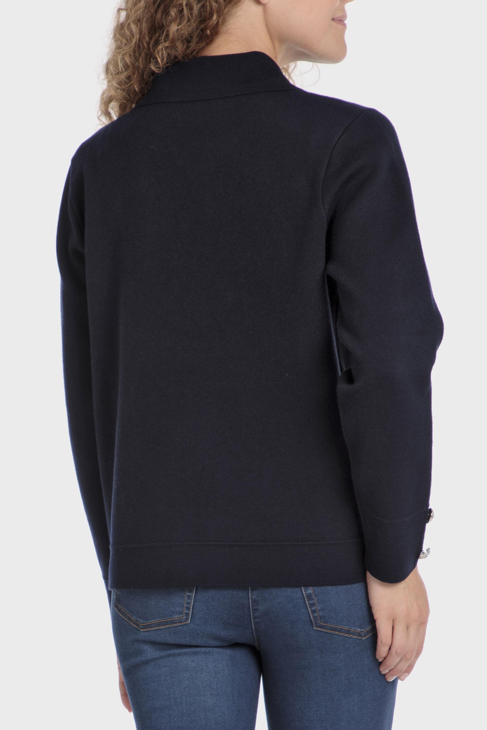 Navy Blue Plain Short Jacket, , large image number 3
