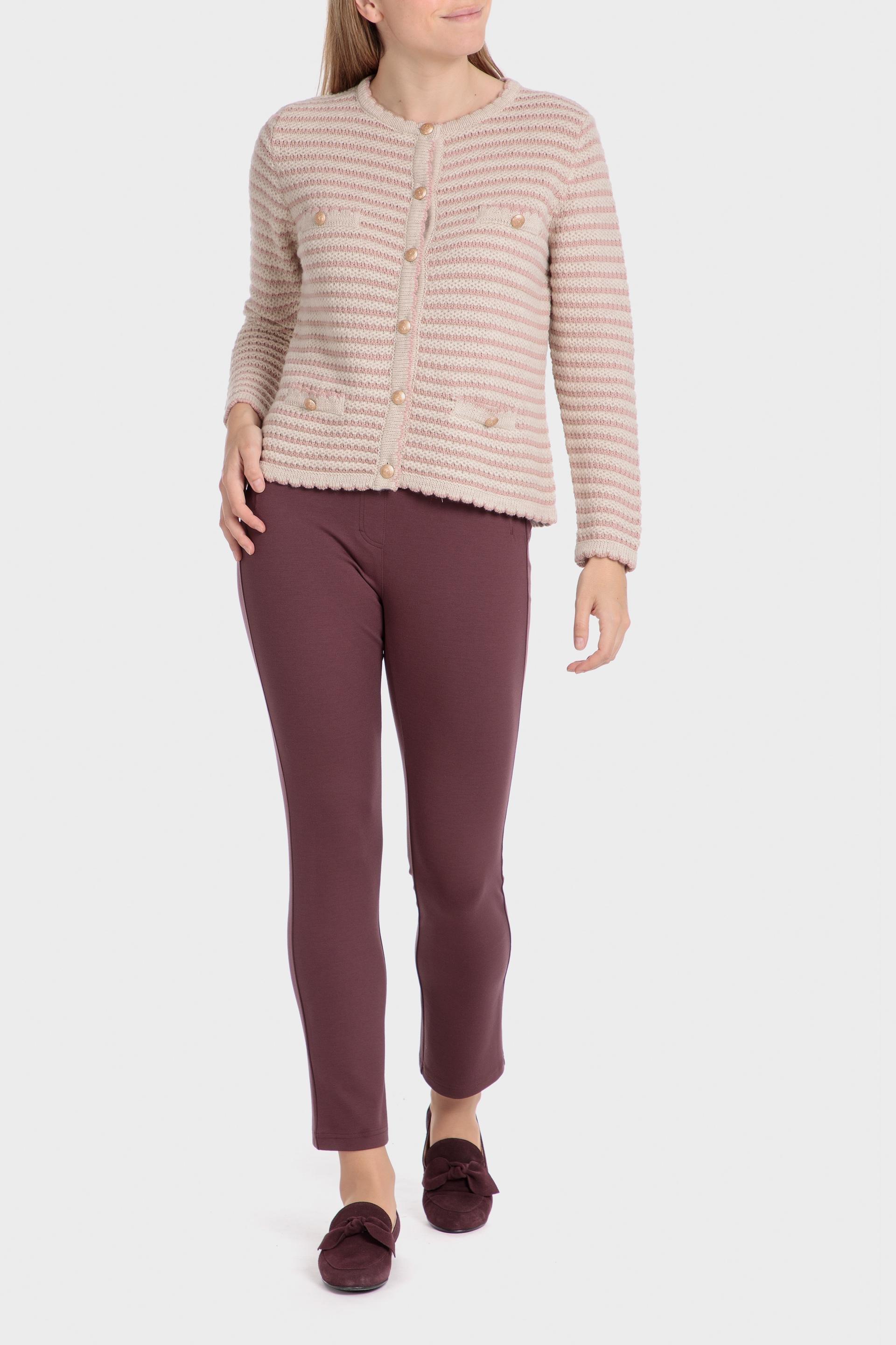 Beige Striped Casual Jacket, , large image number 1