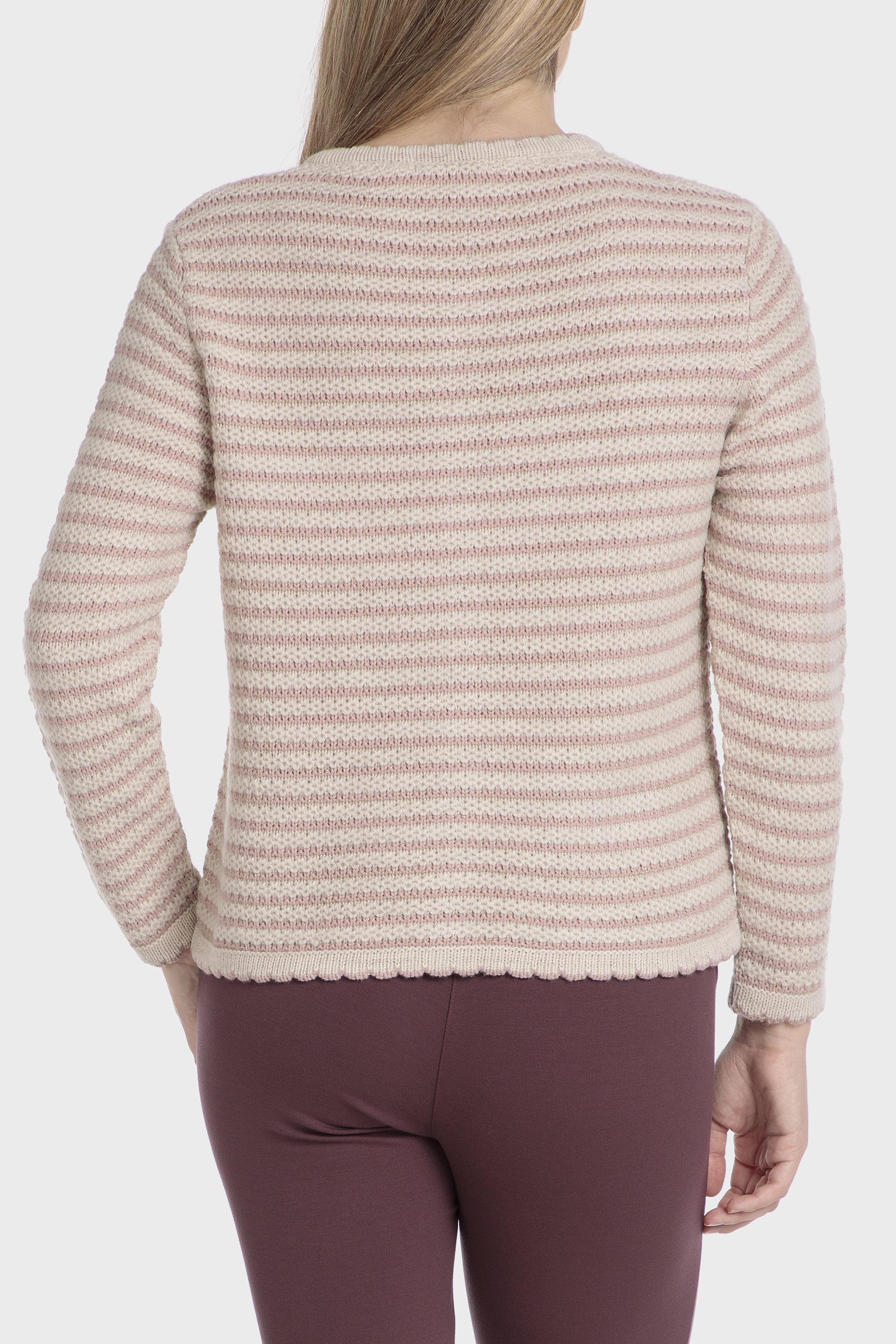 Beige Striped Casual Jacket, , large image number 2