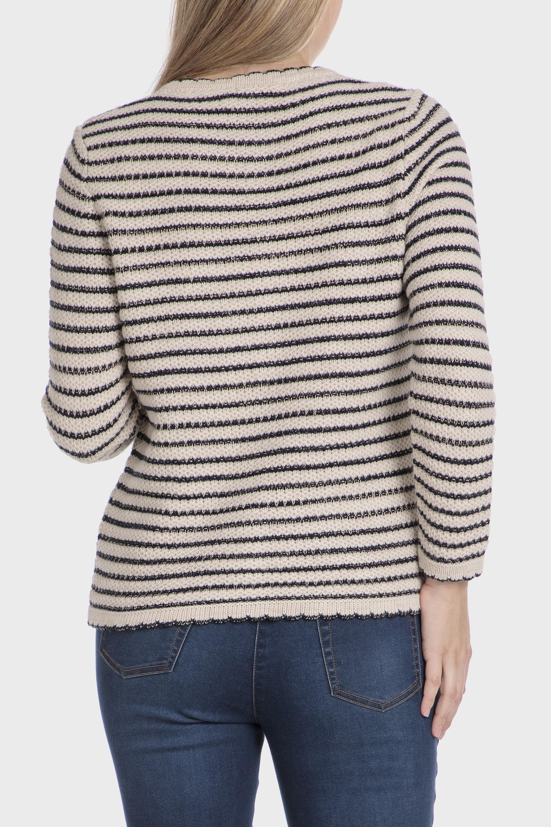 Beige Striped Jacket, Blue Navy, large image number 3