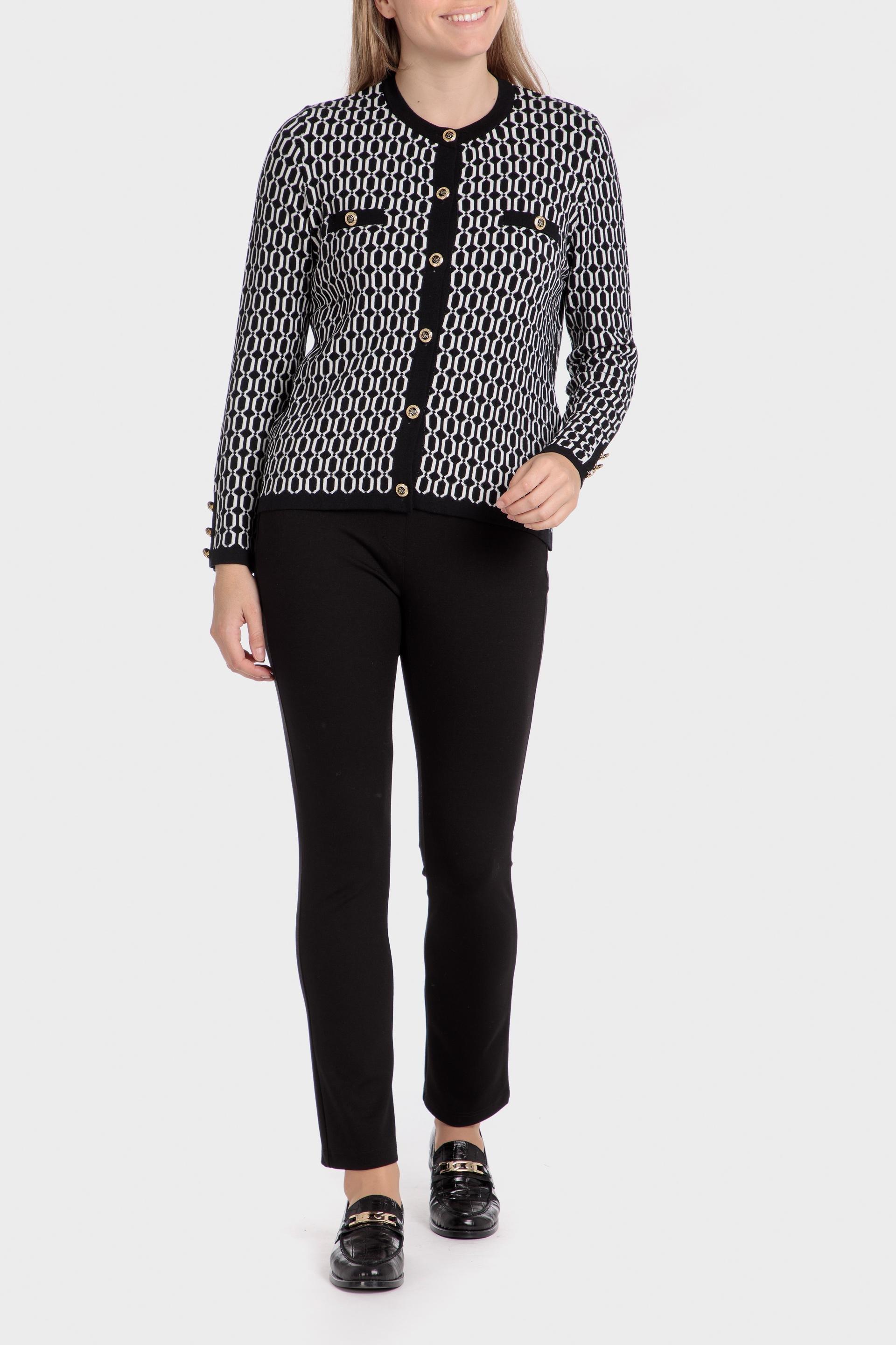 Black Geometric Print Jacket, , large image number 1