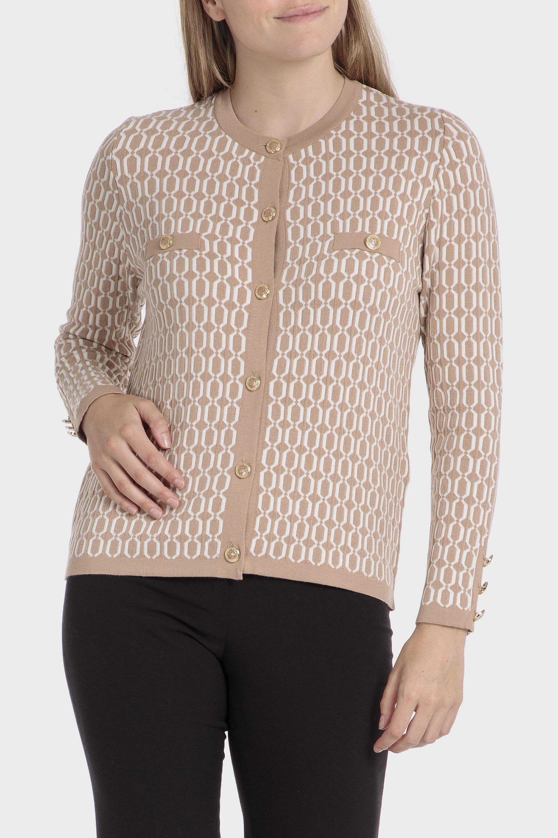 Beige Geometric Print Jacquard, , large image number 0