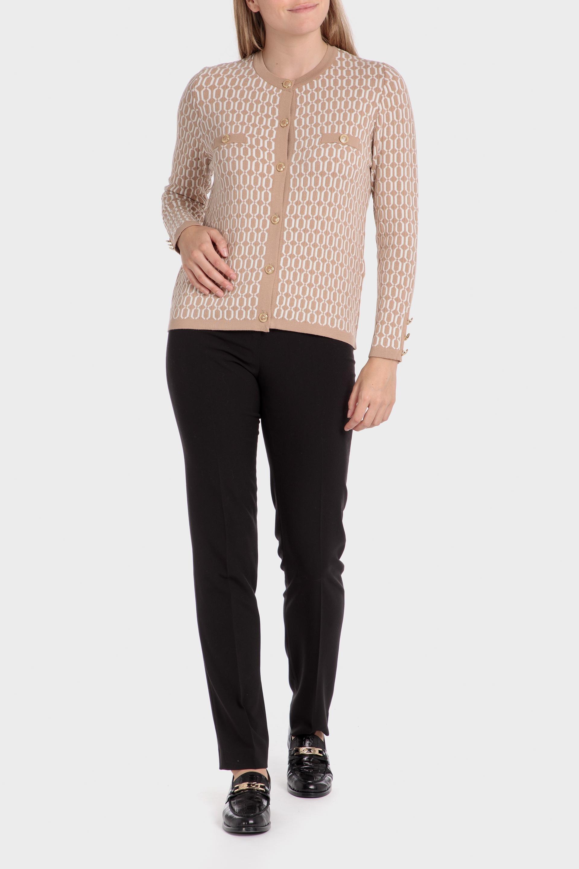 Beige Geometric Print Jacquard, , large image number 1