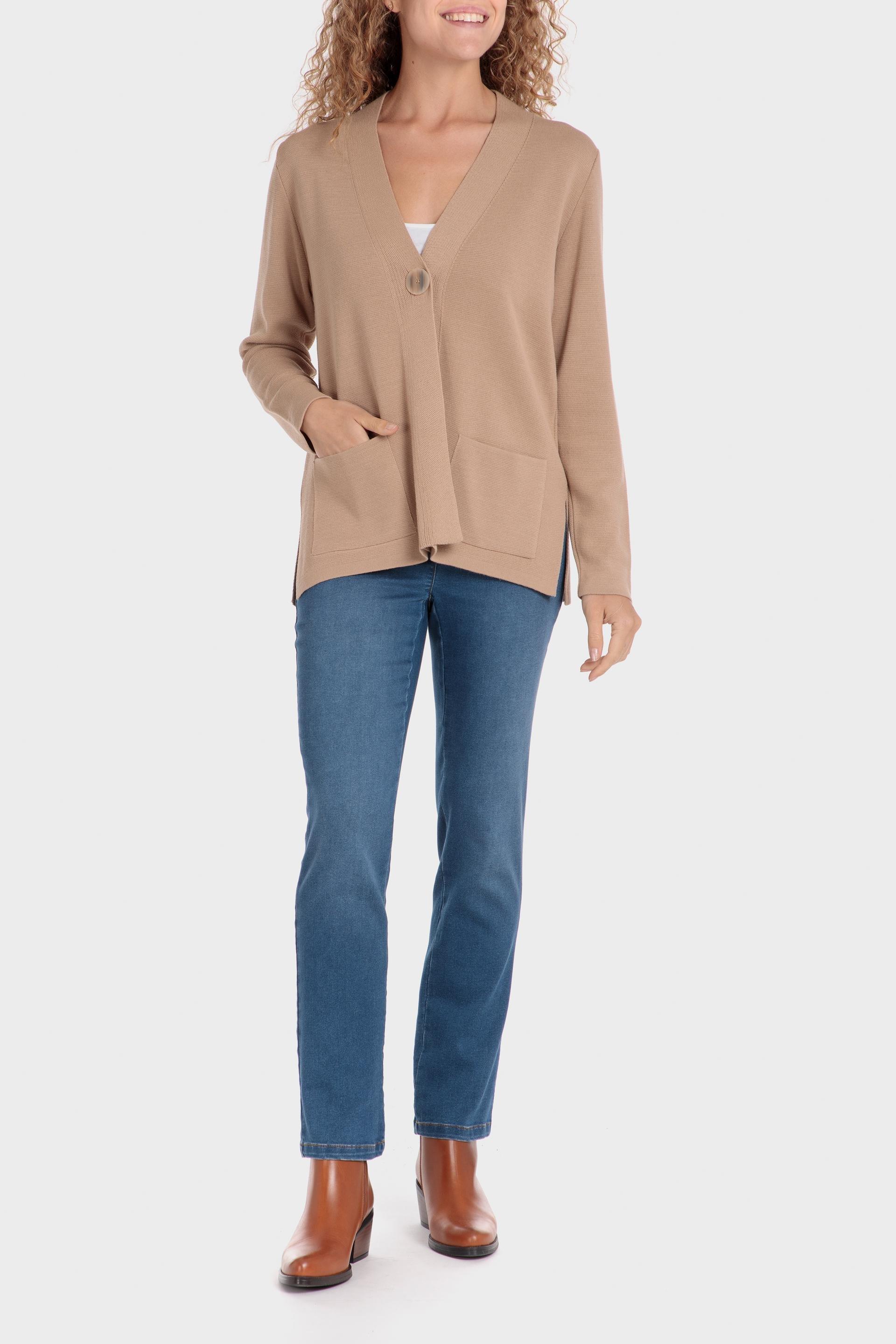 Beige Knitted Jacket, , large image number 1