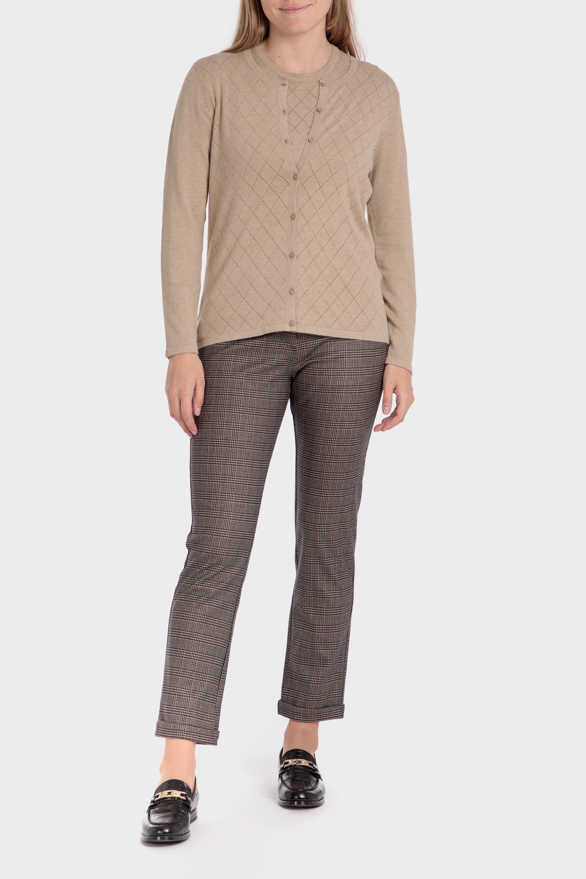 Beige V-Neck Knitted Cardigan, Beige Melange, large image number 1