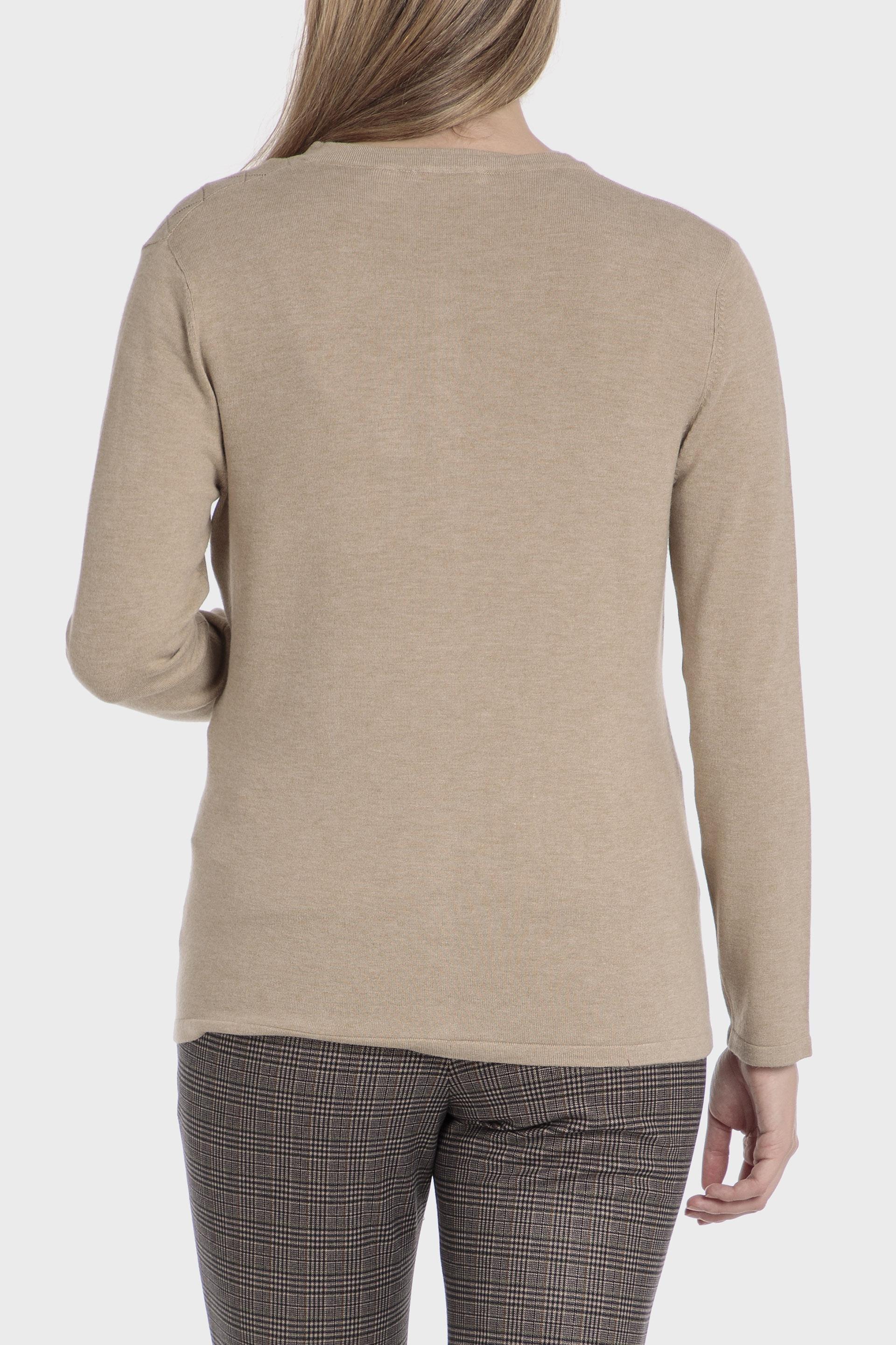 Beige V-Neck Knitted Cardigan, Beige Melange, large image number 2