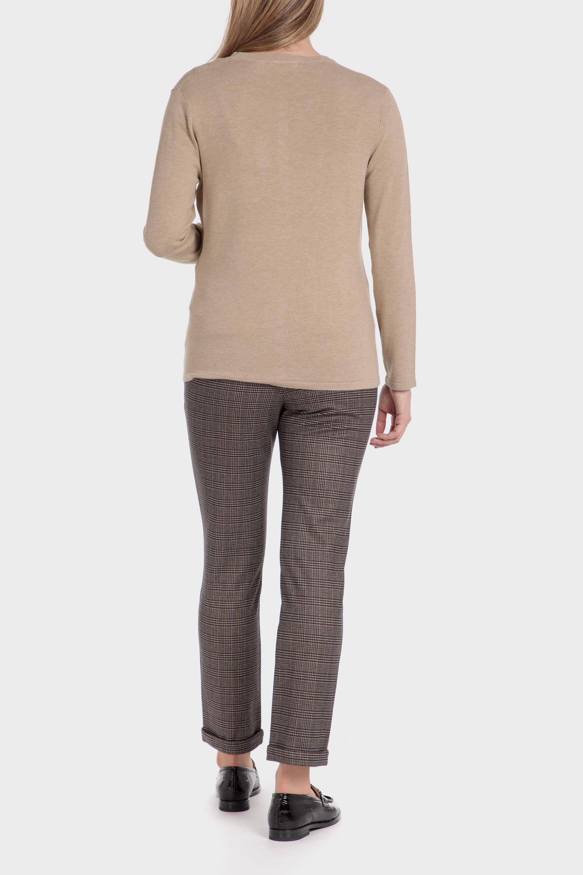 Beige V-Neck Knitted Cardigan, Beige Melange, large image number 3