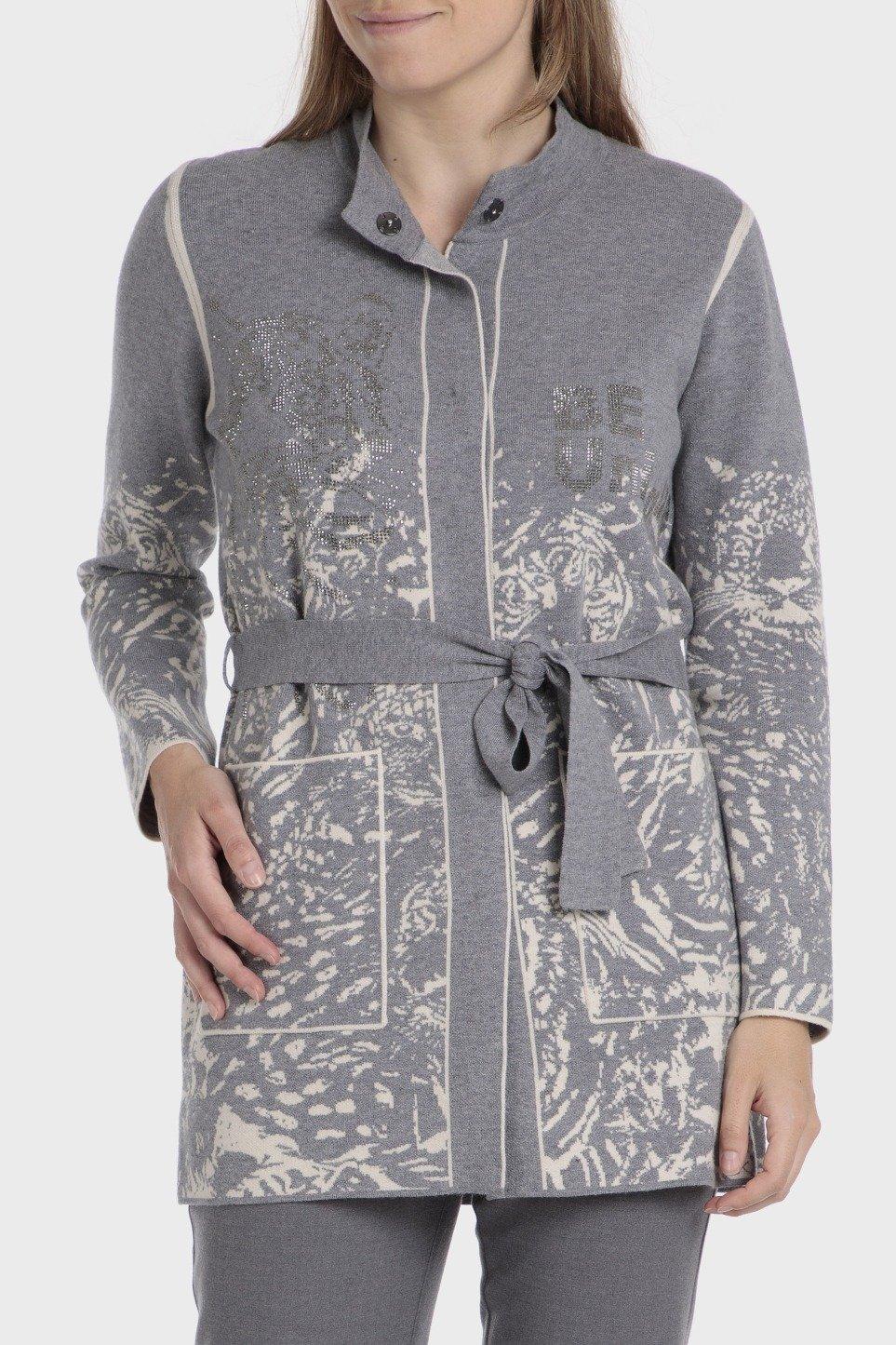 Grey Graphic Print Casual Jacket, , large image number 0