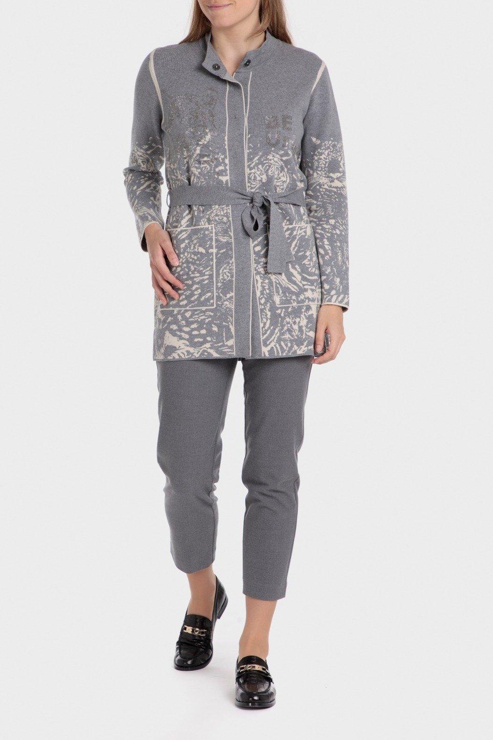 Grey Graphic Print Casual Jacket, , large image number 2