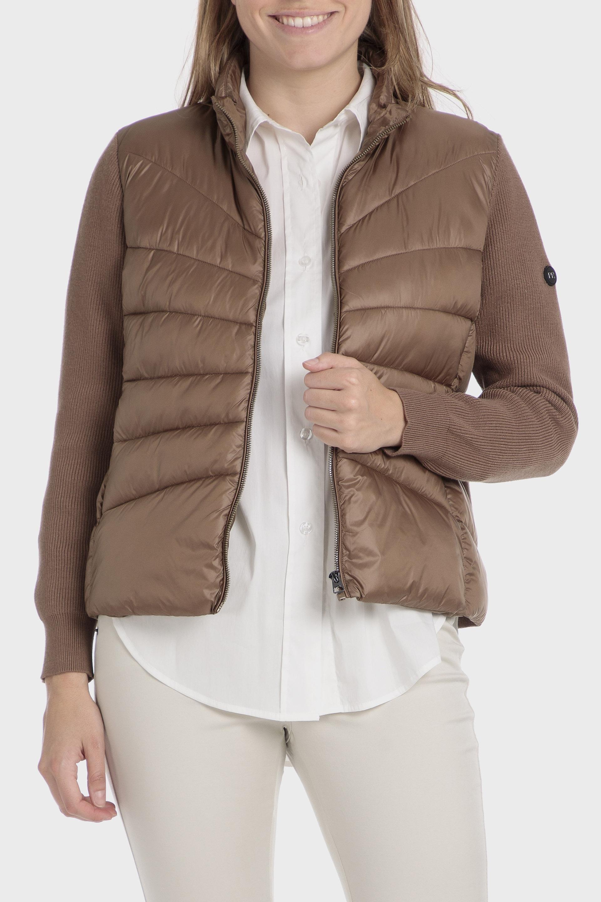 Brown Textured Puffer Jacket, , large image number 0