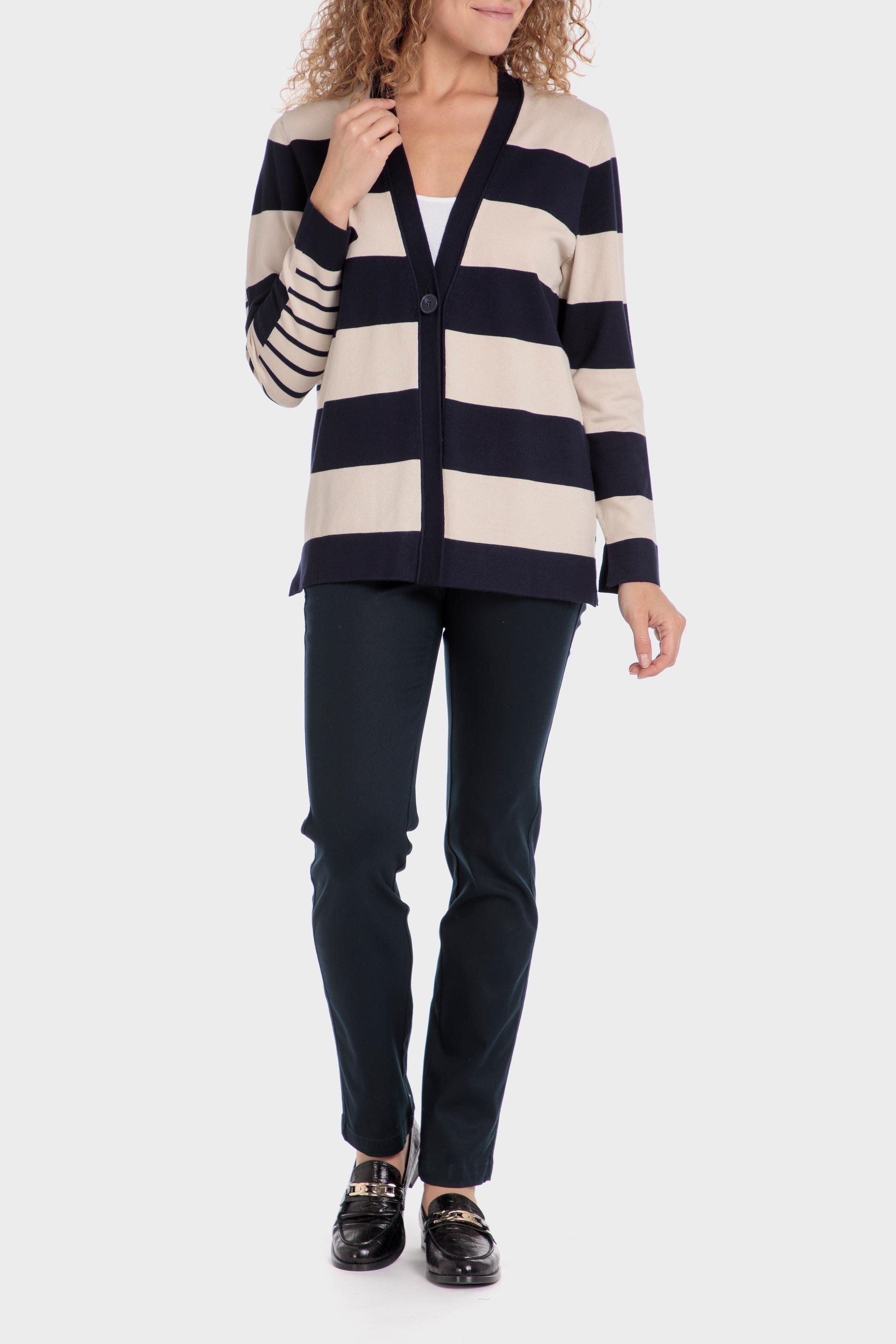 Black Striped Knitted Jacket, , large image number 1