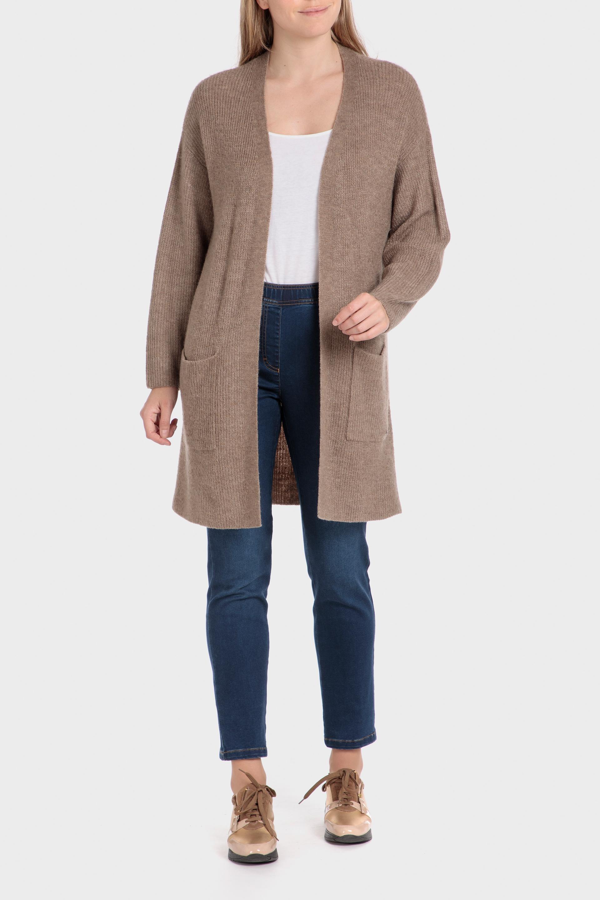 Beige Detailed Long Open Jacket, , large image number 1