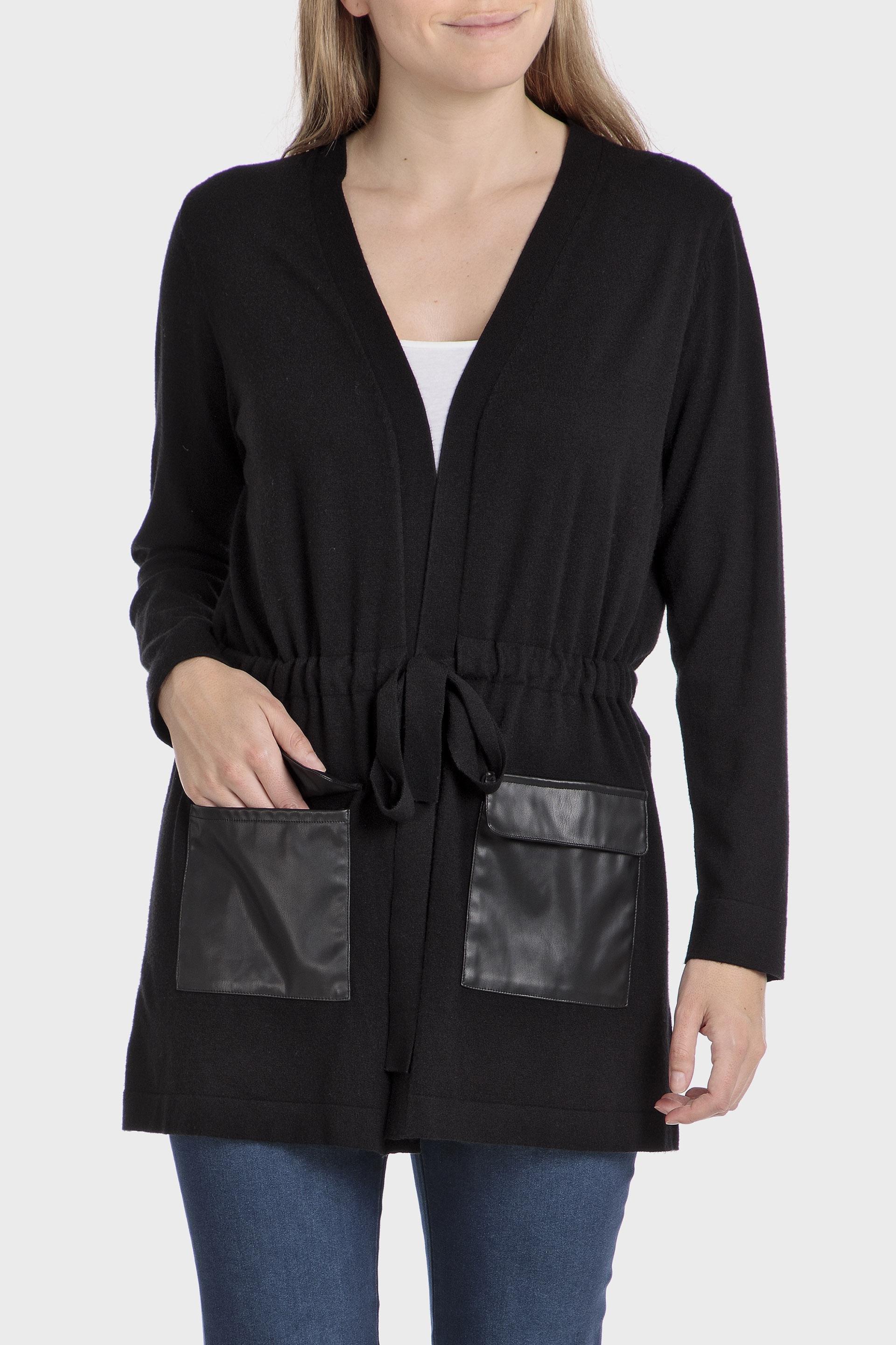 Black Detailed Long Jacket, , large image number 0
