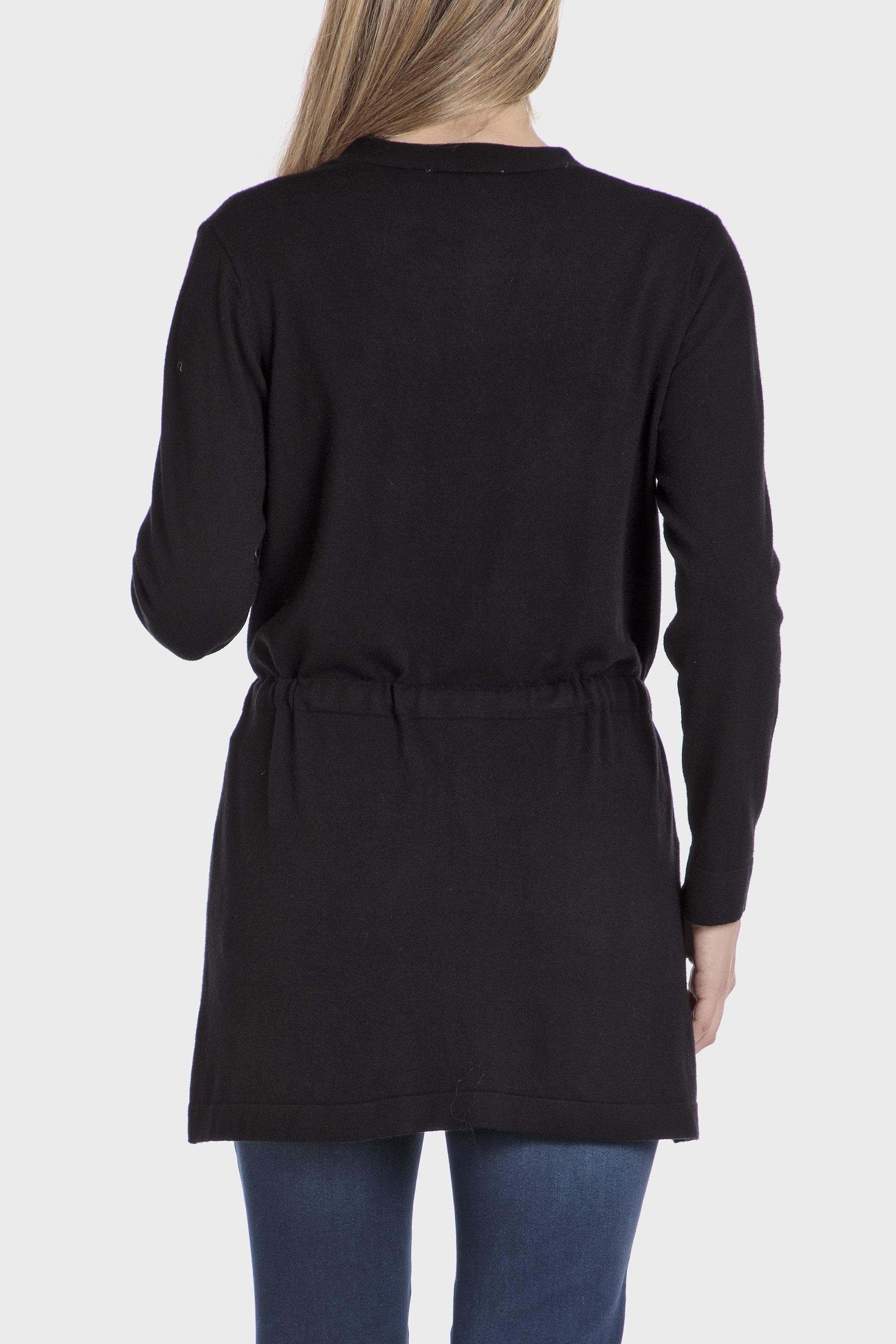 Black Detailed Long Jacket, , large image number 1