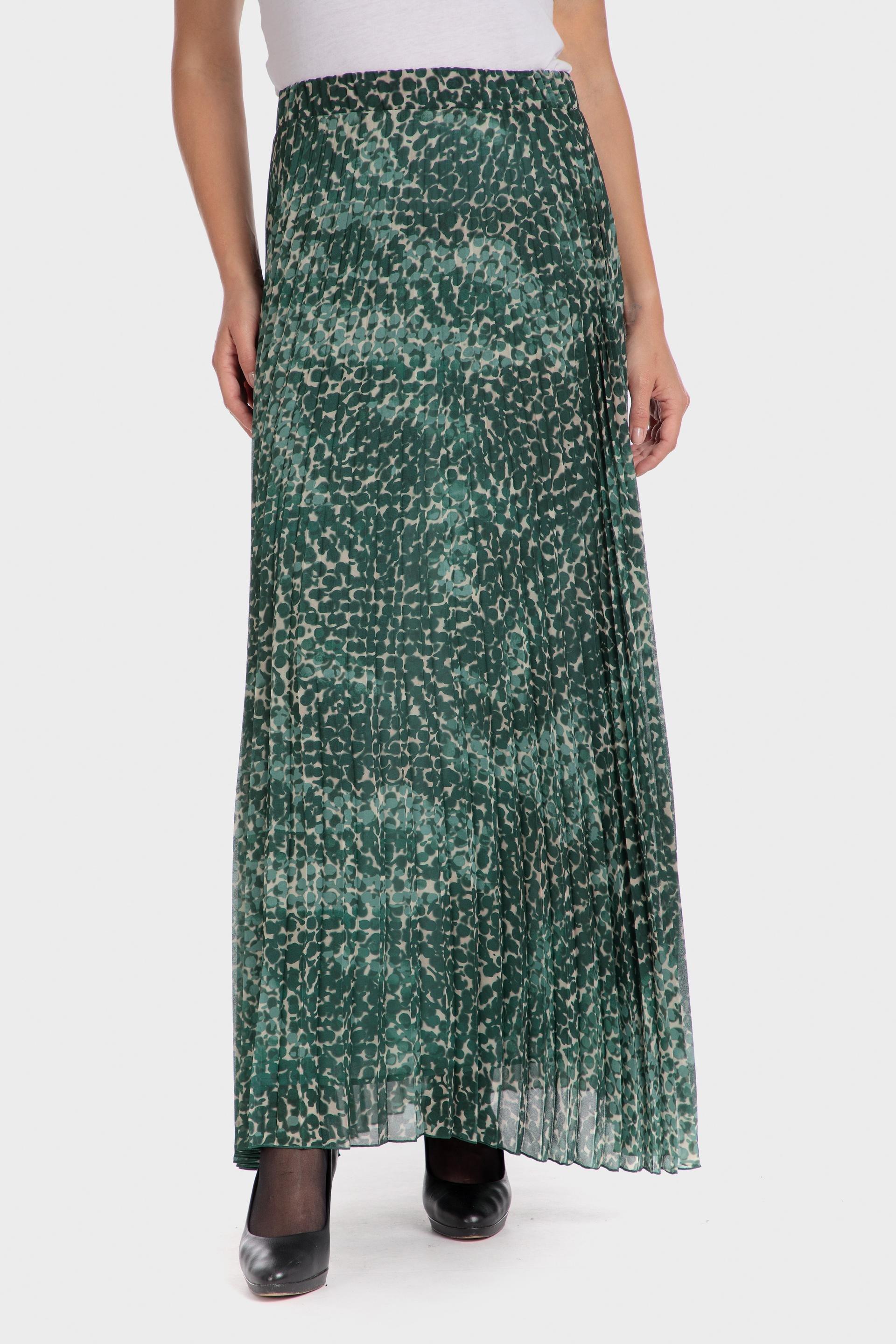 Green Abstract Pleated Maxi, , large image number 0