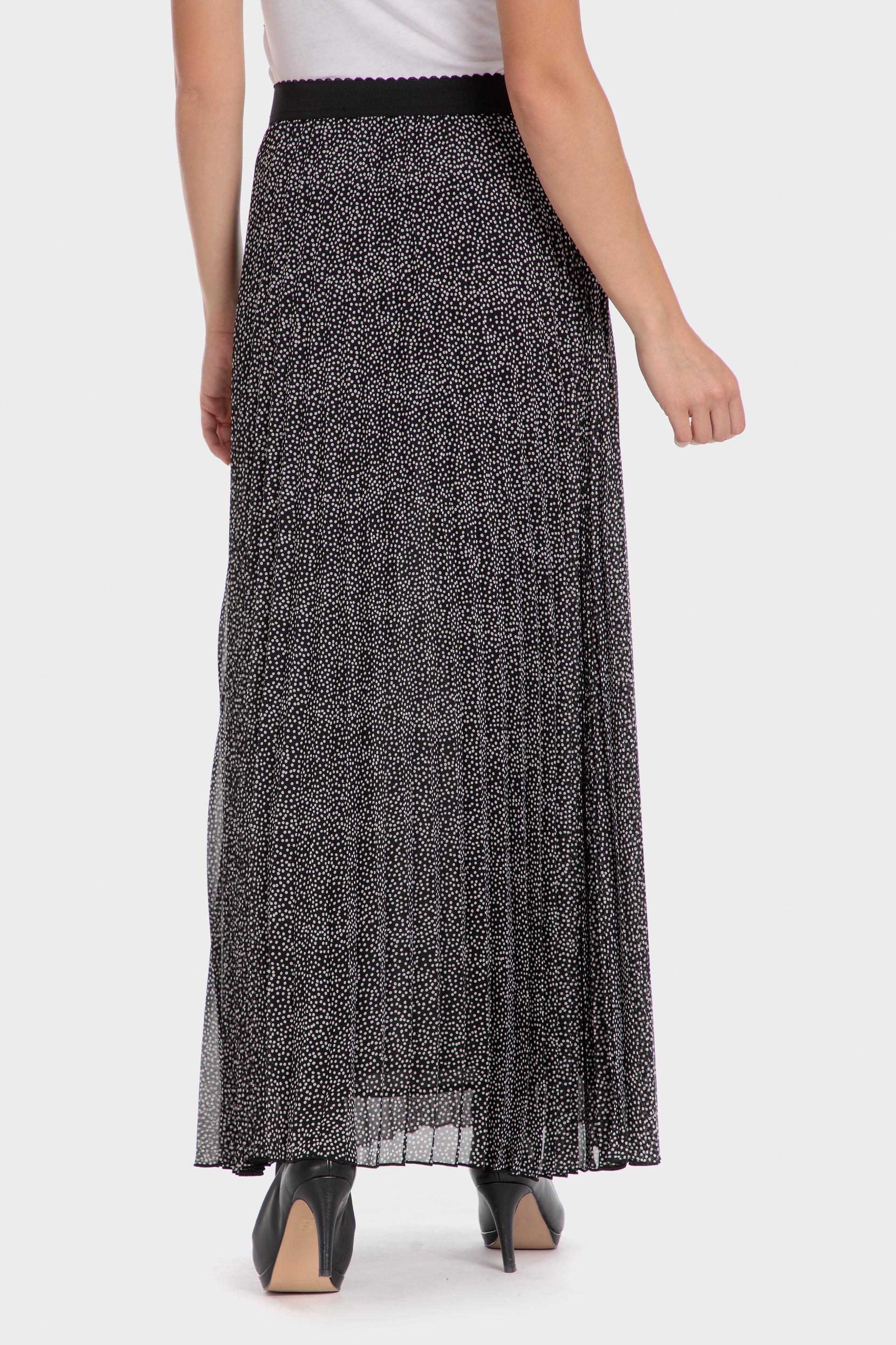 Black Polka Dot Pleated Maxi Skirt, , large image number 2