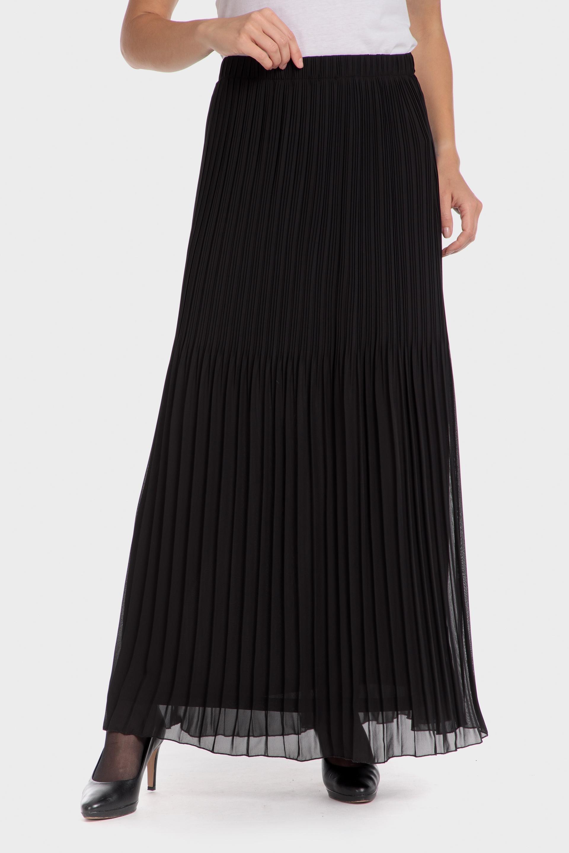 Black Pleated Maxi Skirt, , large image number 0