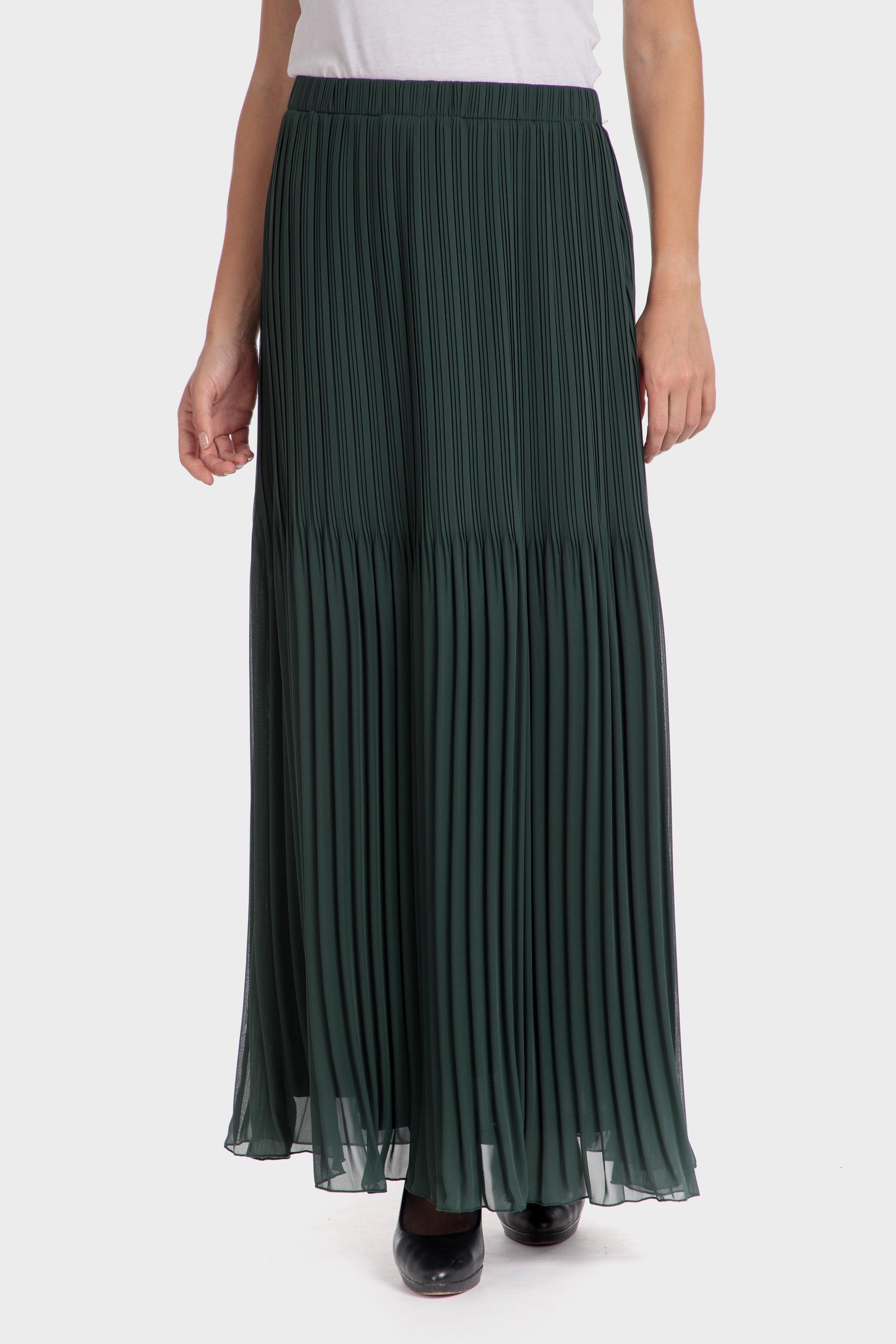 Green Pleated Maxi Skirt, , large image number 0